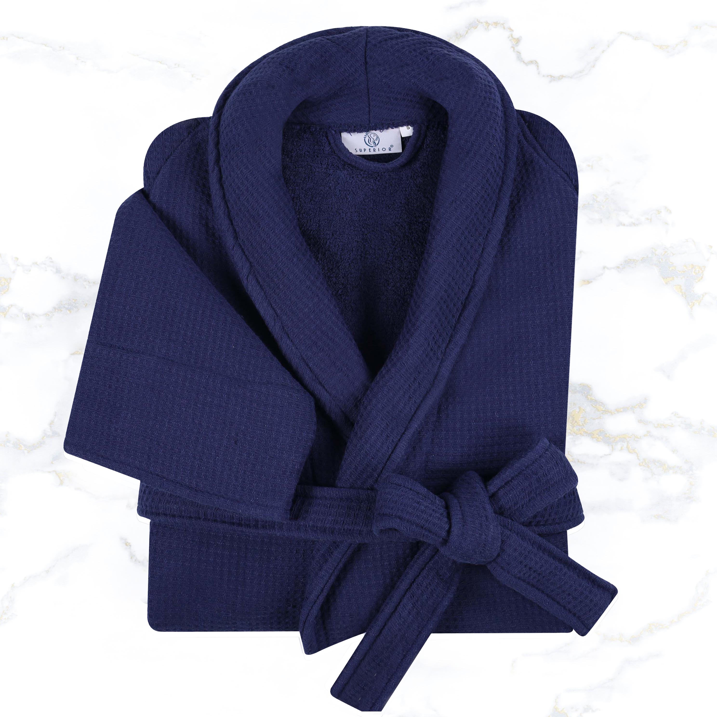 Premium Waffle Weave Cotton Bathrobe - Ultra Soft, Lightweight & Oversized Unisex Robe for Men & Women | Perfect for Spa, Lounge & Post-Shower Comfort