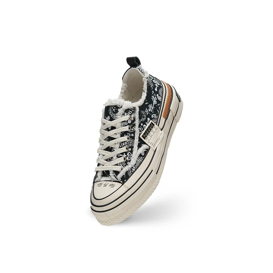 XVESSEL x PA PEACE AND AFTER G.O.P Lows Sneakers - Black Paisley Design (PA 24XVAC 03) | Stylish Streetwear for Men & Women | Perfect for Casual Outfits and Urban Fashion