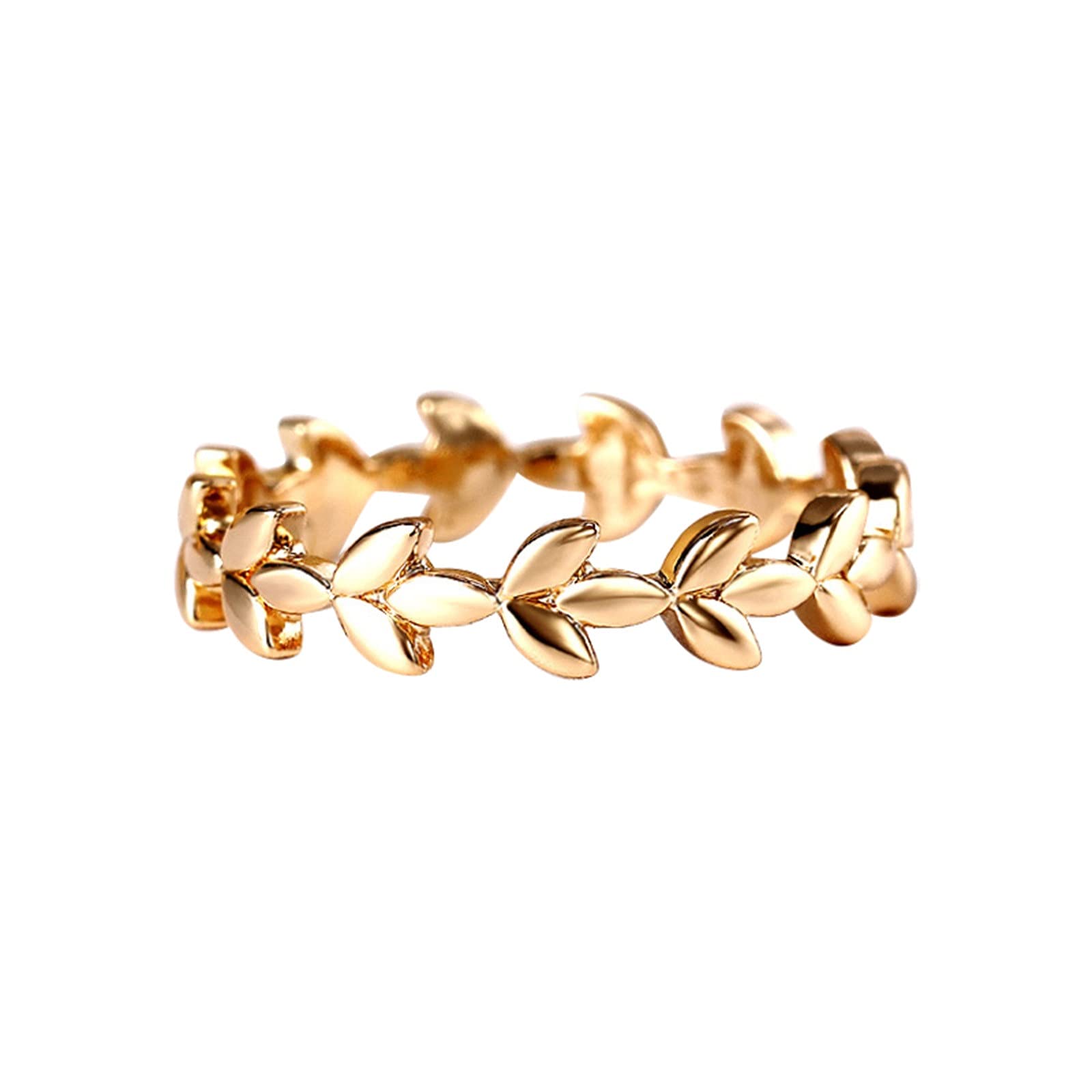 Elegant Gold Leaf Vine Rose Ring for Women - Size 8 Fashion Jewelry Gift for Teen Girls & Bridesmaids - Perfect for Weddings, Parties & Everyday Wear