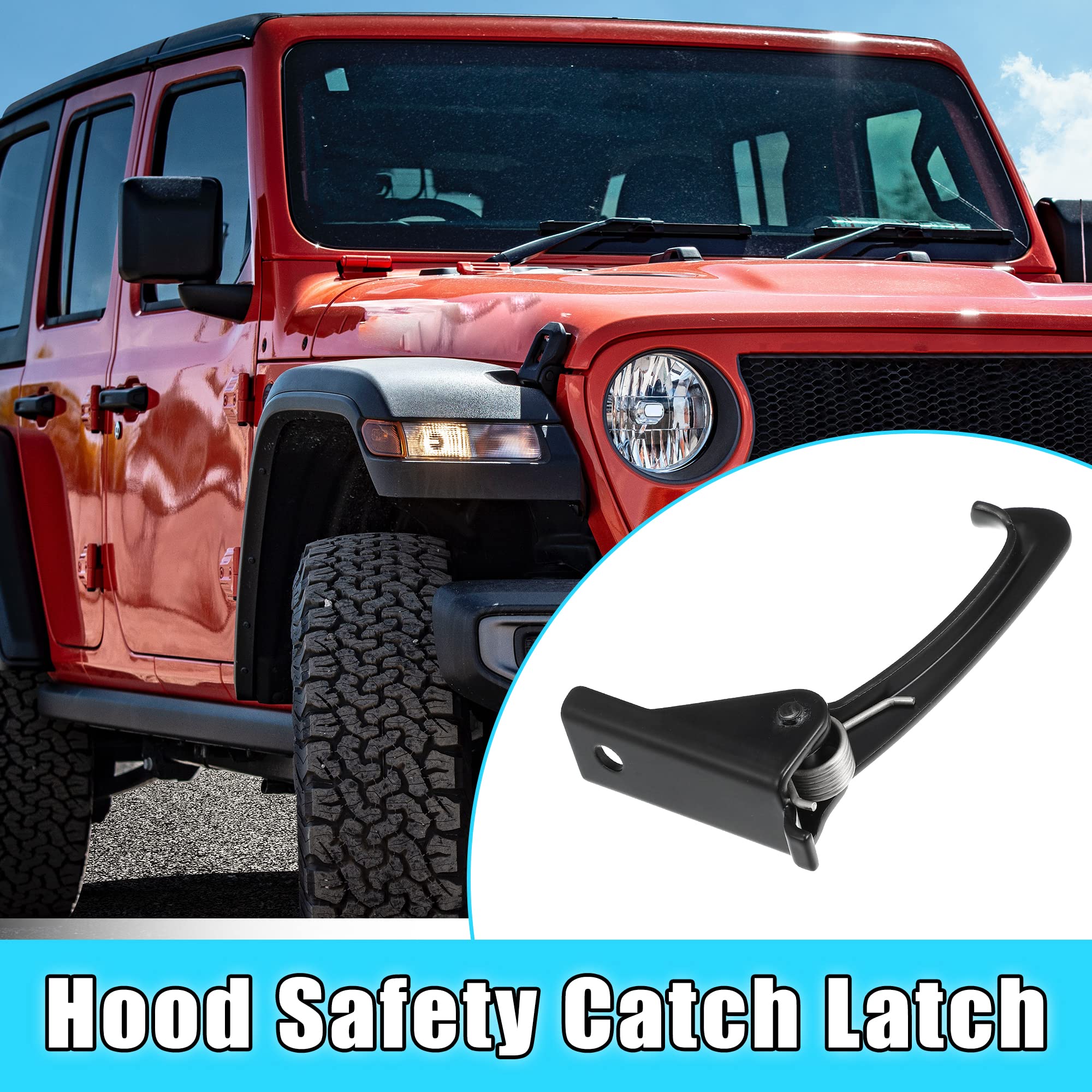 X AUTOHAUX Hood Safety Catch Latch Lock Hook 55395654AA Compatible with Jeep Wrangler JK 2007-2018 (3.6L & 3.8L) - Durable Front Hood Lock for Off-Roading & Adventure Driving