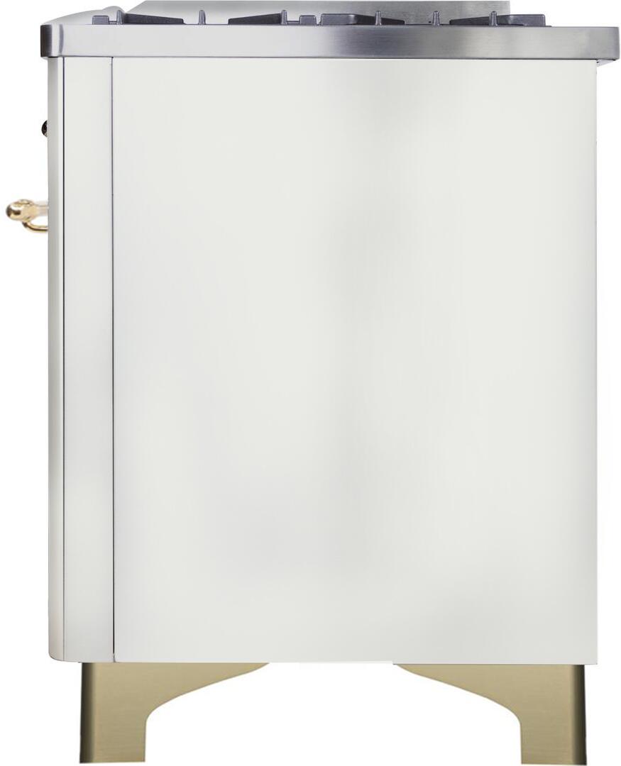 ILVE Majestic II 48-Inch Dual Fuel Natural Gas Freestanding Range - White with Brass Trim (Model UM12FDNS3WHG) | Professional Kitchen Appliance for Home Chefs & Restaurants