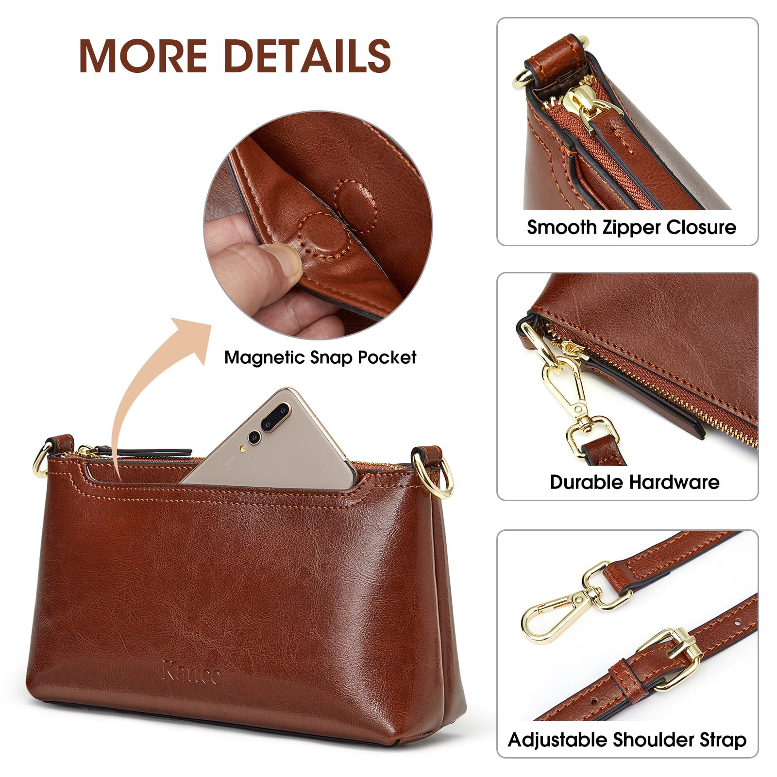 Stylish Kattee Leather Crossbody Bags for Women - Trendy Small Shoulder Purse with 2 Adjustable Straps & Wristlet Wallet | Perfect for Everyday Use, Travel & Date Nights