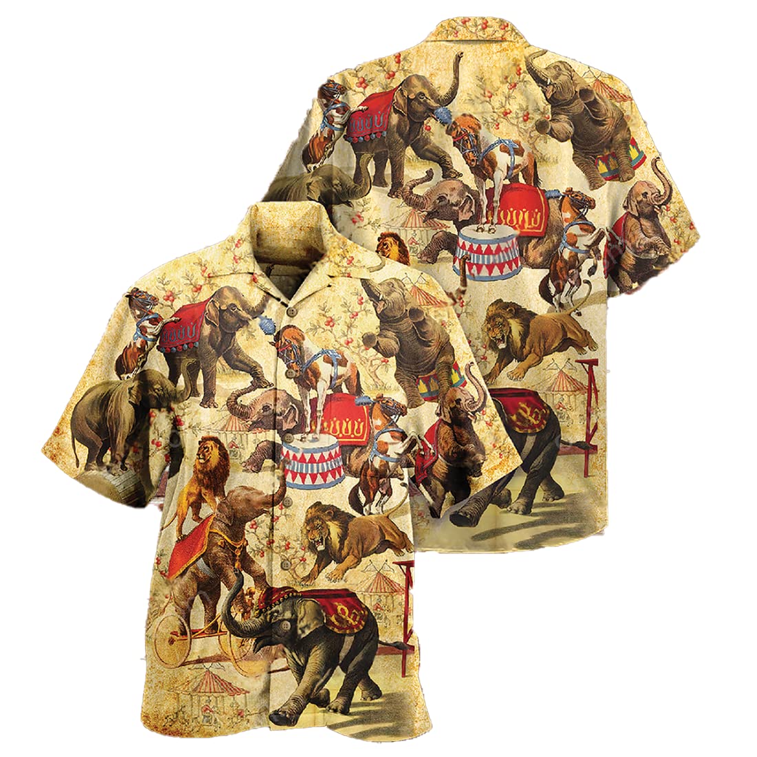 Stylish Elephant Hawaiian Shirts for Men & Women - Tropical Short Sleeve Button Down Shirt with Animal Print - Perfect for Beach Vacations, Summer Parties & Casual Wear