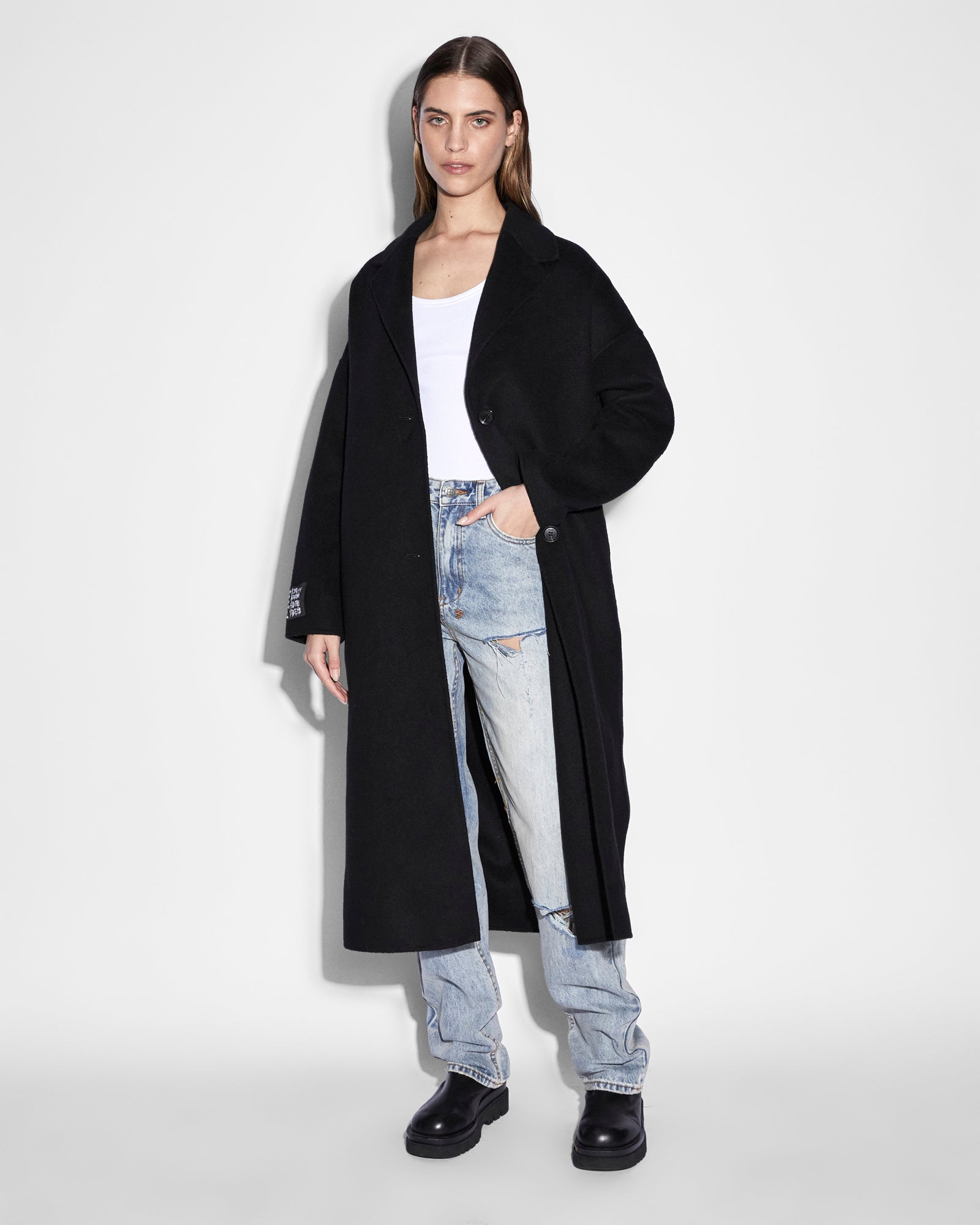 KAMILLE Women's Black Coat - Stylish Winter Trench Coat for Office, Travel & Outdoor Activities
