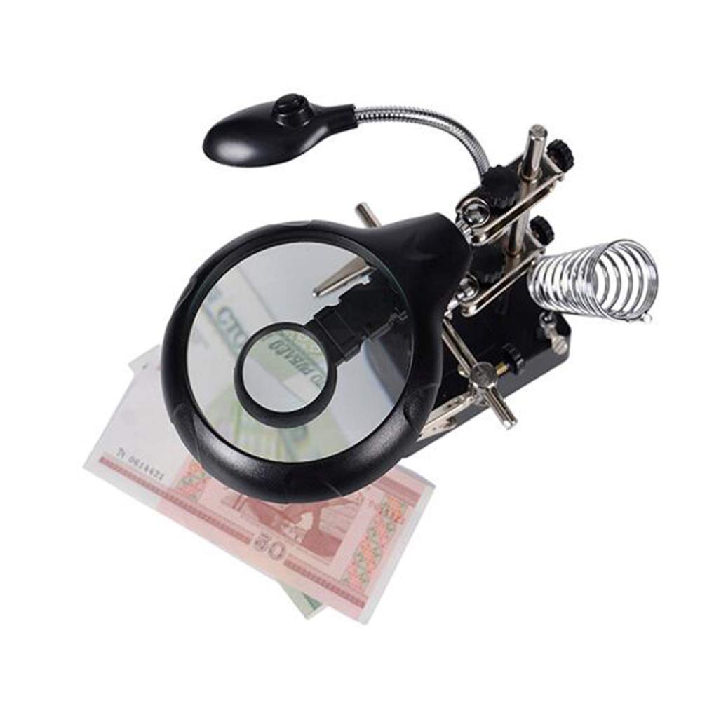 LED Magnifying Glass with Stand & Clamp - Hands-Free Illuminated Desk Lamp for Reading, Crafts, Jewelry Making & Hobbies - Perfect for Seniors, Watch Repair & Detailed Work