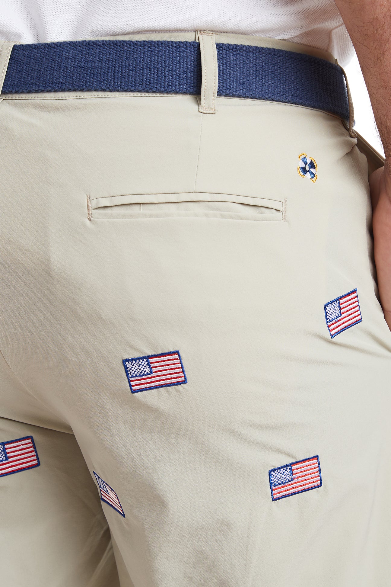 ACKformance Short Khaki with American Flag - Comfortable Casual Men's Athletic Shorts for Outdoor Activities, Gym Workouts and Patriotic Events