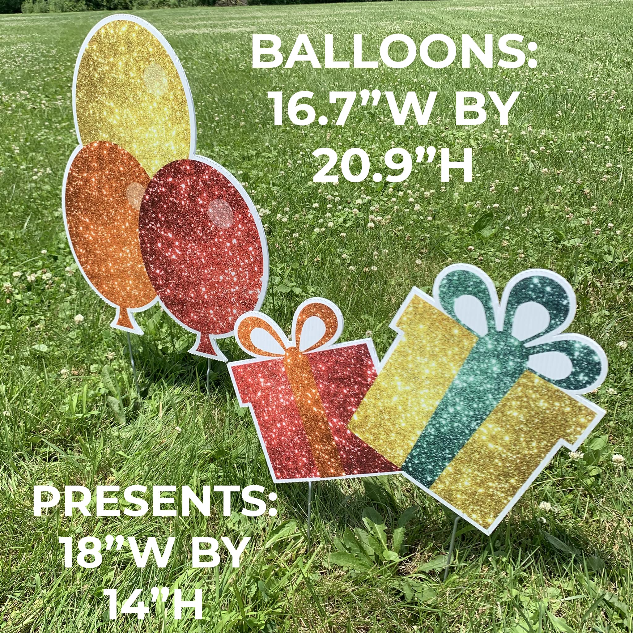 VictoryStore Rainbow Sparkle Happy Birthday Yard Decorations - 17pcs Outdoor Party Letters with Stakes (Custom Name Option) for Backyard Celebrations, Graduations & Special Events