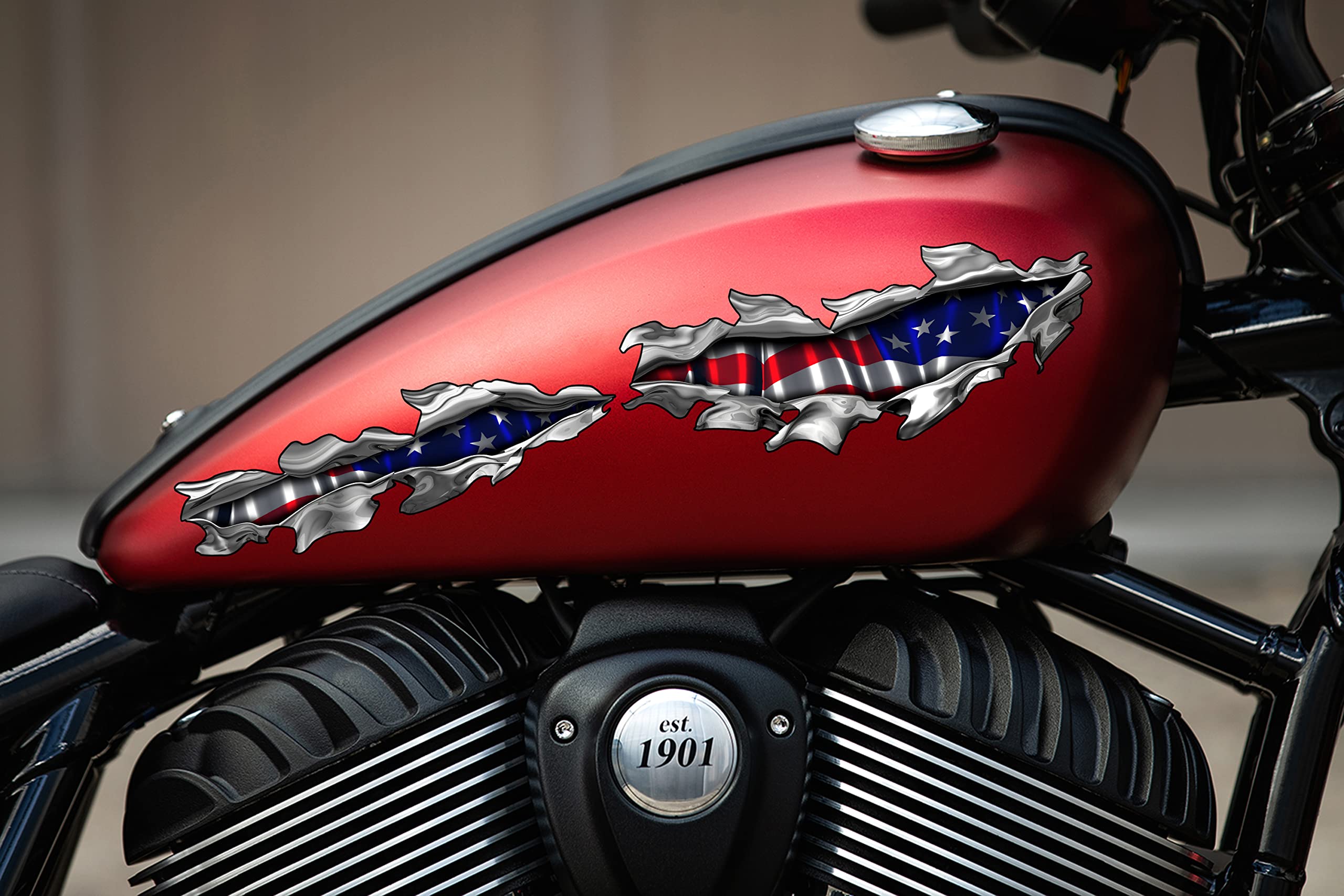 USA Flag Motorcycle Decal - Patriotic US Flag Vinyl Stickers for Motor-Bike Racing & Dirt Bikes (18x60) - Perfect for Bike Wraps, Helmets & Racing Gear - Show Your American Pride on the Road & Track