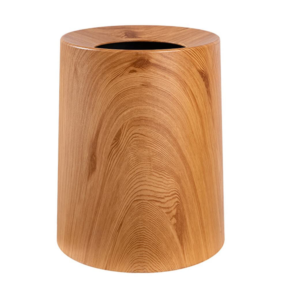 1pc Wood Grain Trash Can - Lidless Waste Bin with Natural Wood Texture for Kitchen, Bathroom & Office - Eco-Friendly Household Garbage Container for Home & Office Use