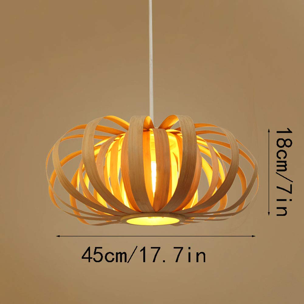 Modern LED Chandelier - Handmade Pumpkin-Shaped Bamboo Braid Pendant Light with Retro Rattan Design | Minimalist Farmhouse Ceiling Fixture for Dining Room, Bedroom & Living Room Decor