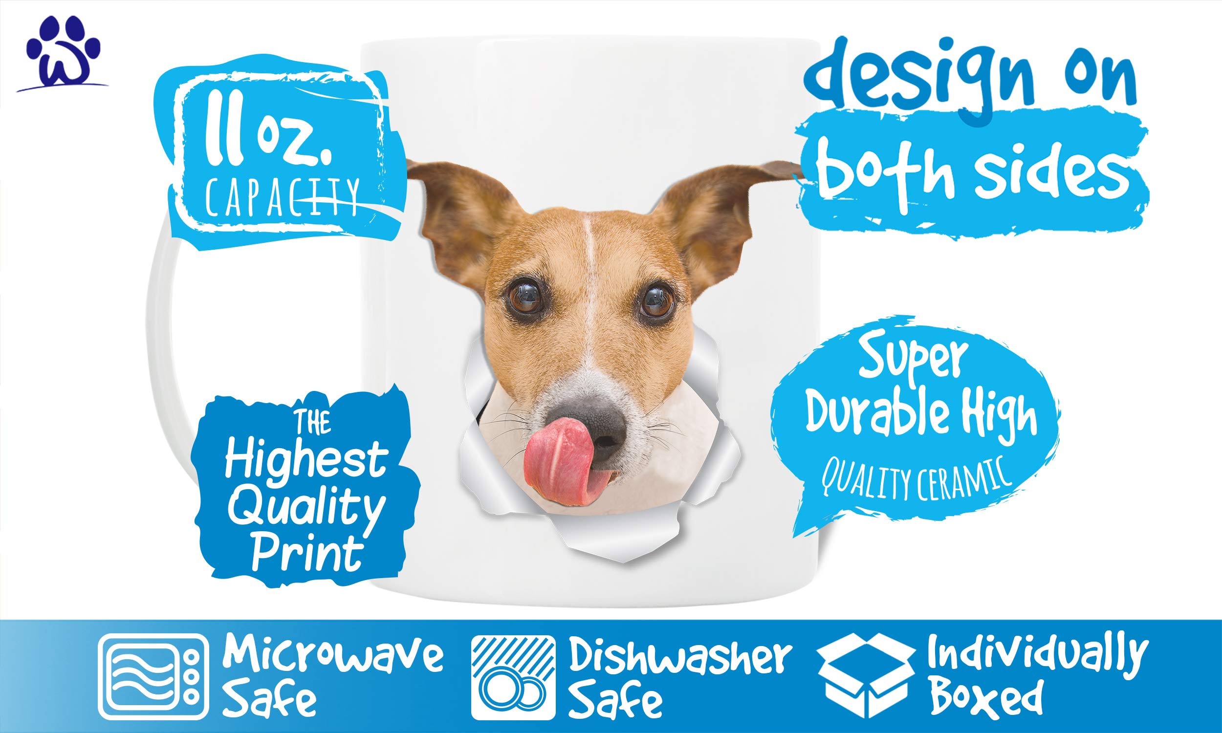 Ceramic Jack Russell Terrier Coffee Mug - 11oz Cute Dog Lover Gift for Birthday or Christmas - Perfect Novelty Present for Friends & Coworkers - Ideal for Home, Office & Coffee Breaks