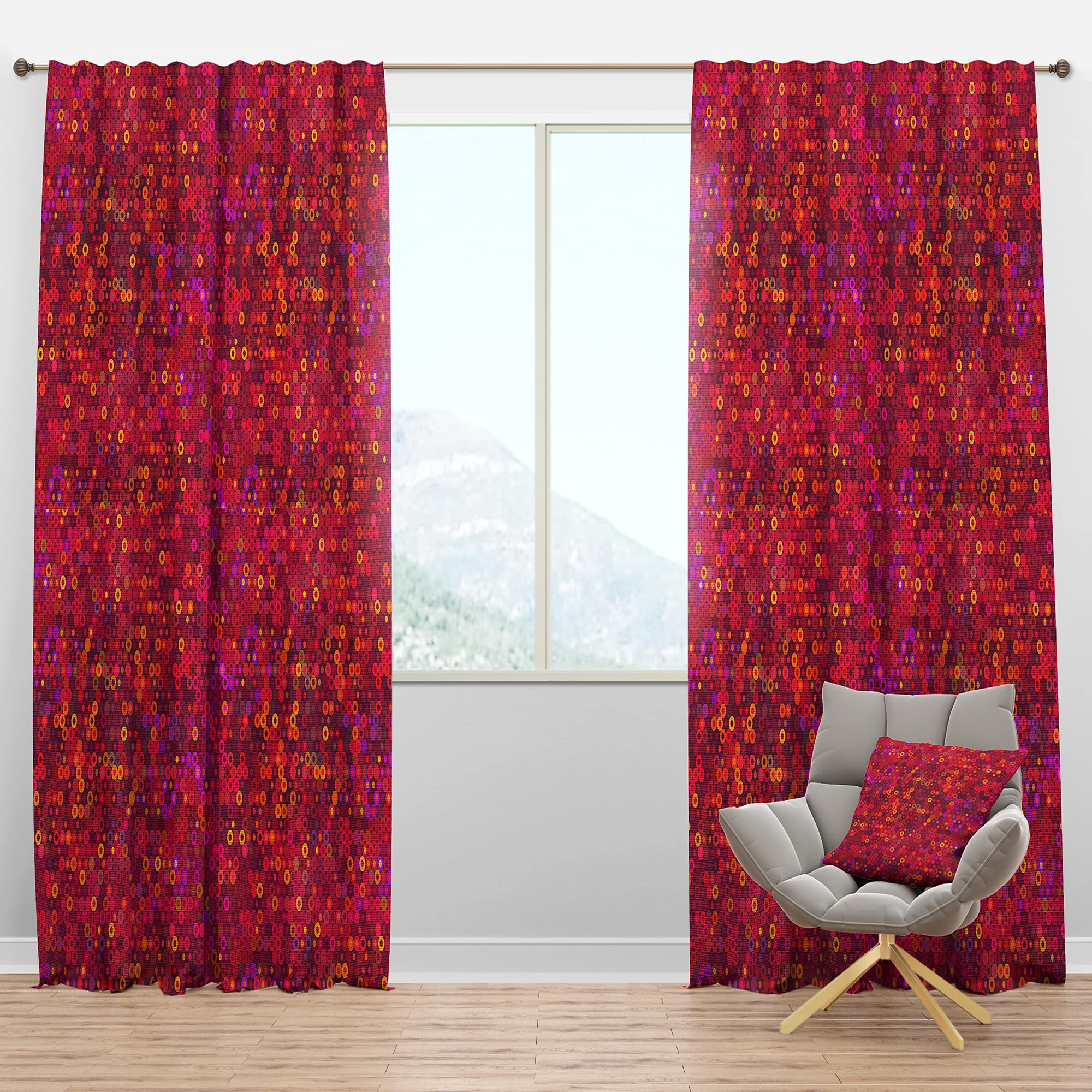 DesignQ Blackout Curtains - Circular Retro Design III - Thermal Insulated Bedroom & Living Room Drapes - Single Panel 52x90 Inches - Perfect for Light Blocking, Privacy & Energy Efficiency