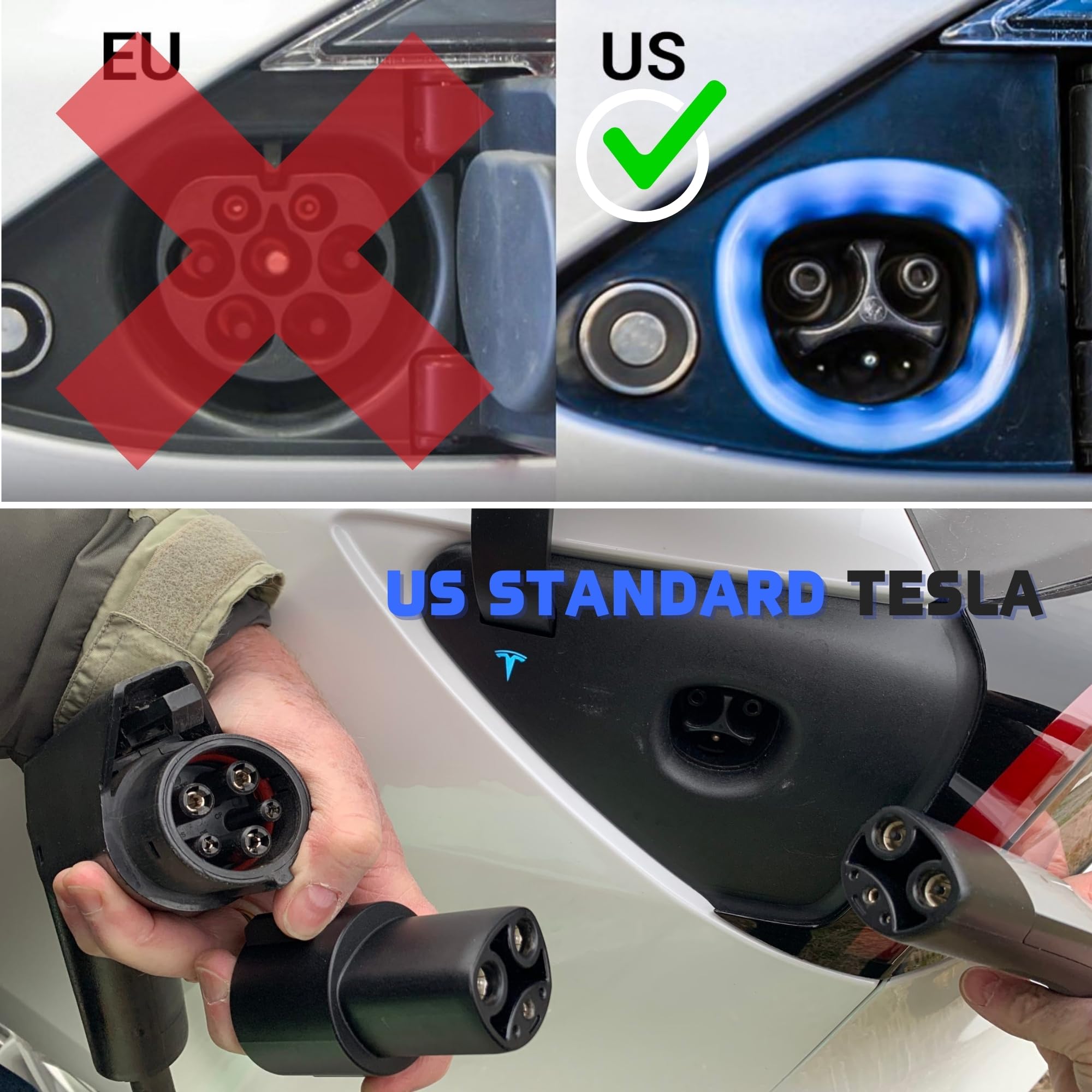 SAE J1772 to Tesla Charging Adapter - 80A 240V Fast Charger for Tesla Model 3/Y/S/X (Safety Certified) | Compatible with All J1772 EV Stations | Home & Public Charging Solution for Tesla Owners