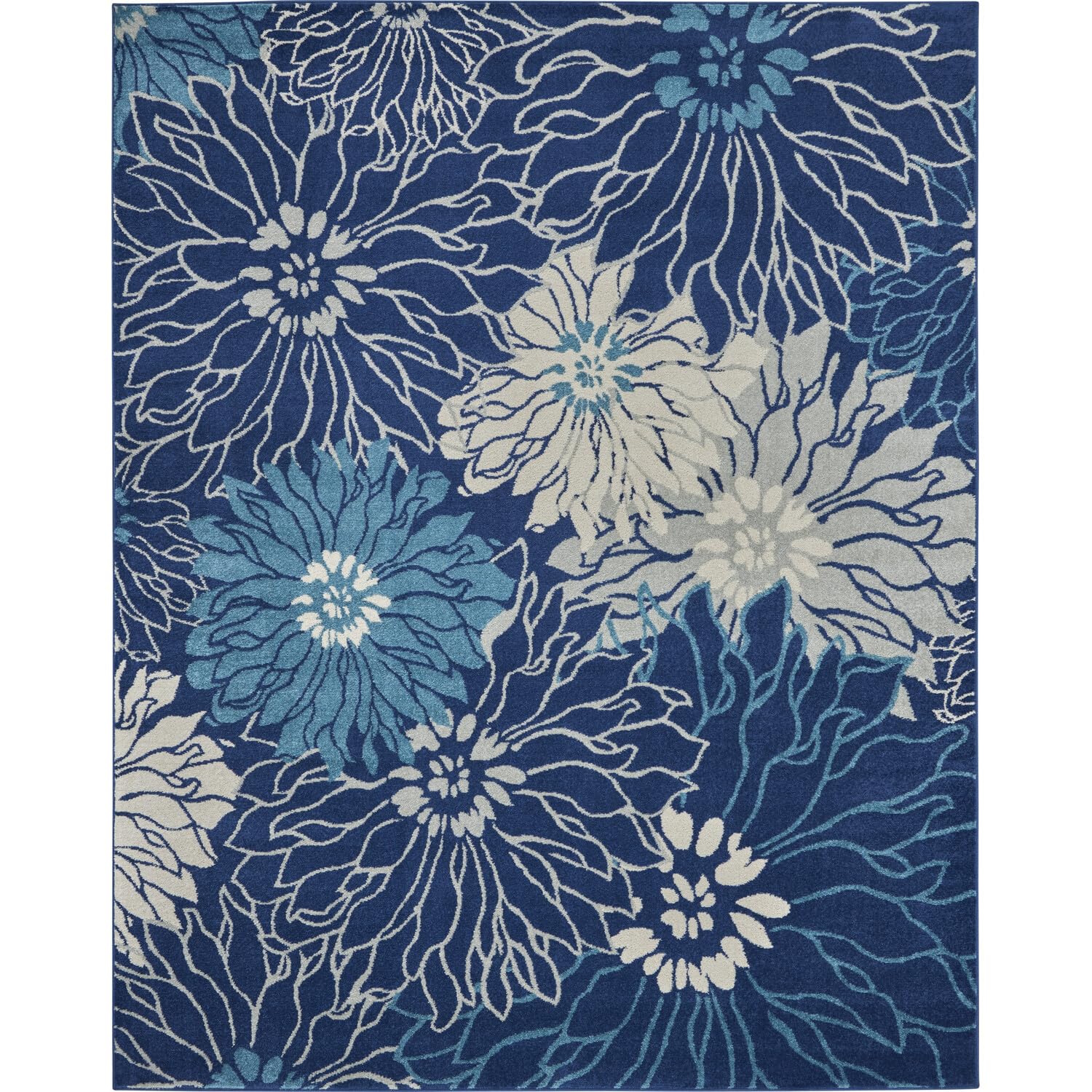 Nourison Passion Navy/Ivory 9' x 12' Floral Farmhouse Area Rug - Easy Cleaning, Non-Shedding, Soft & Durable - Perfect for Bedroom, Living Room, Dining Room & Kitchen Decor (9x12)