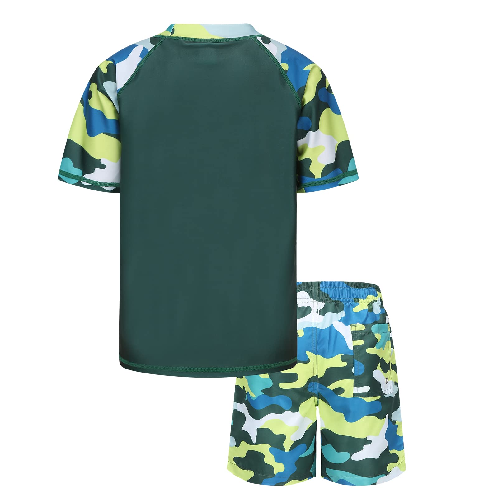 **Boys 2-Piece Quick Dry Rash Guard Swimsuits Set with Short Sleeve Swim Shirt & Trunks – UV Protection for Beach, Pool & Water Sports**