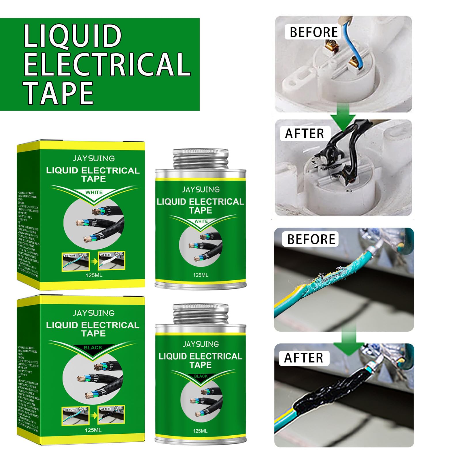 4.2 OZ (125ML) Black Liquid Electrical Tape – Waterproof, Fast Drying, High Temp Resistant – DIY Electrical Insulation for Wires, Cables & Repairs – Perfect for Home, Automotive & Industrial Use