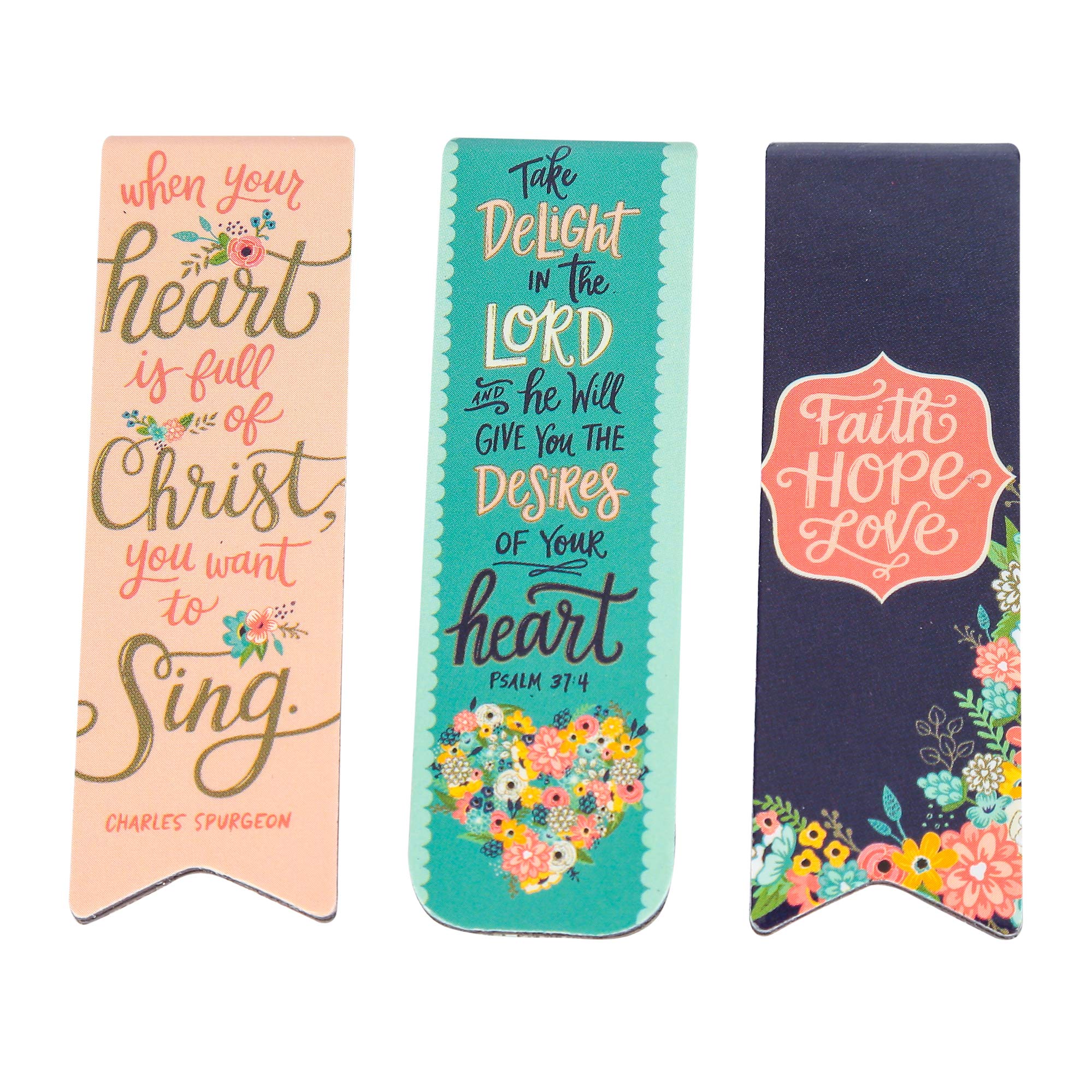 Flower Pattern Magnetic Bookmarks Set of 6 - Salt & Light - Perfect for Books, Journals, and Bible Reading