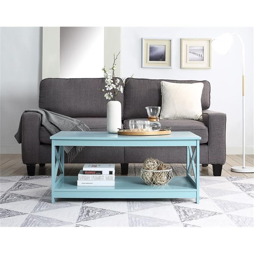 Pemberly Row Coffee Table - Sea Foam Green Wood Finish - Modern Living Room Furniture for Small Spaces & Home Decor