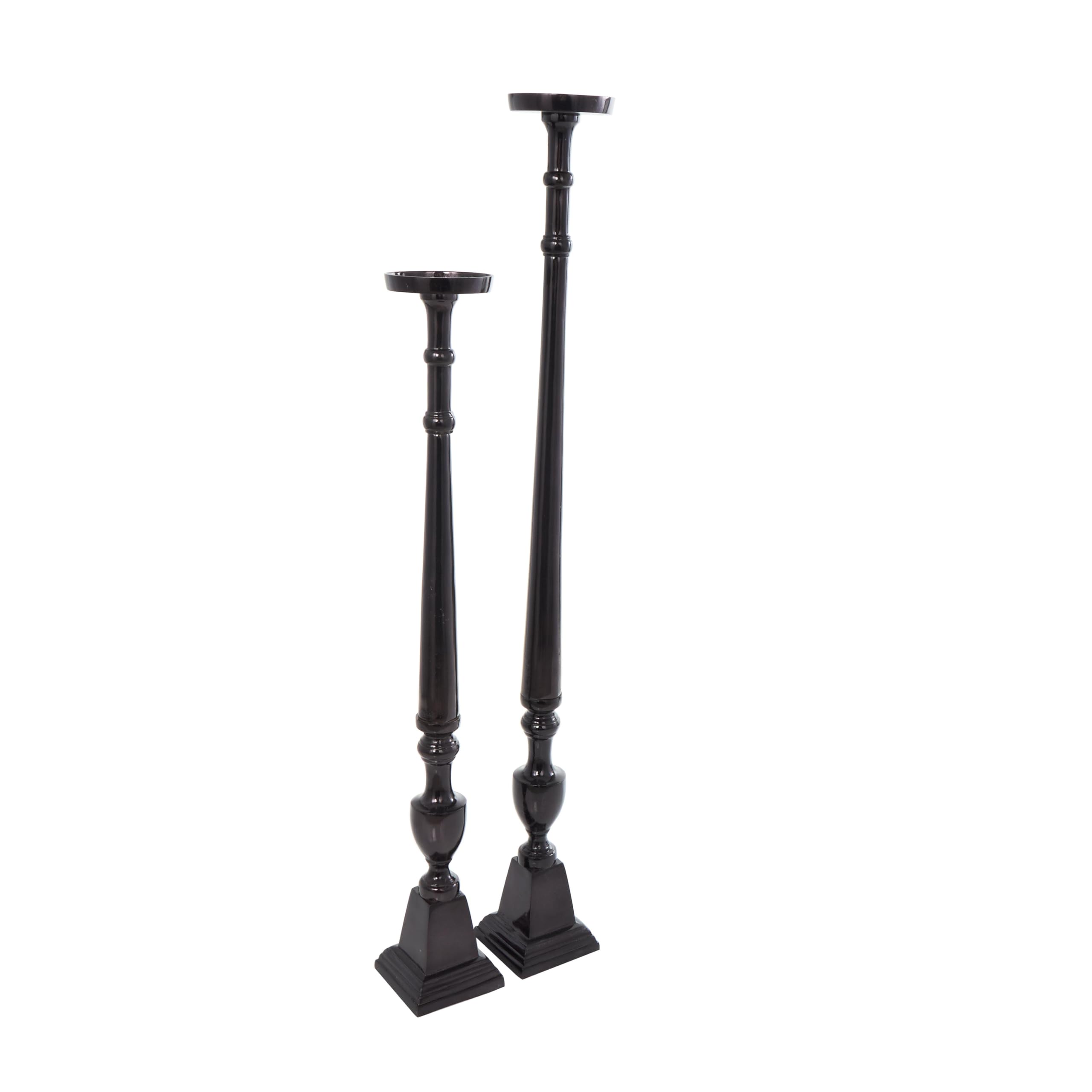 Deco 79 Black Aluminum Metal Floor Candle Holder Set - 42