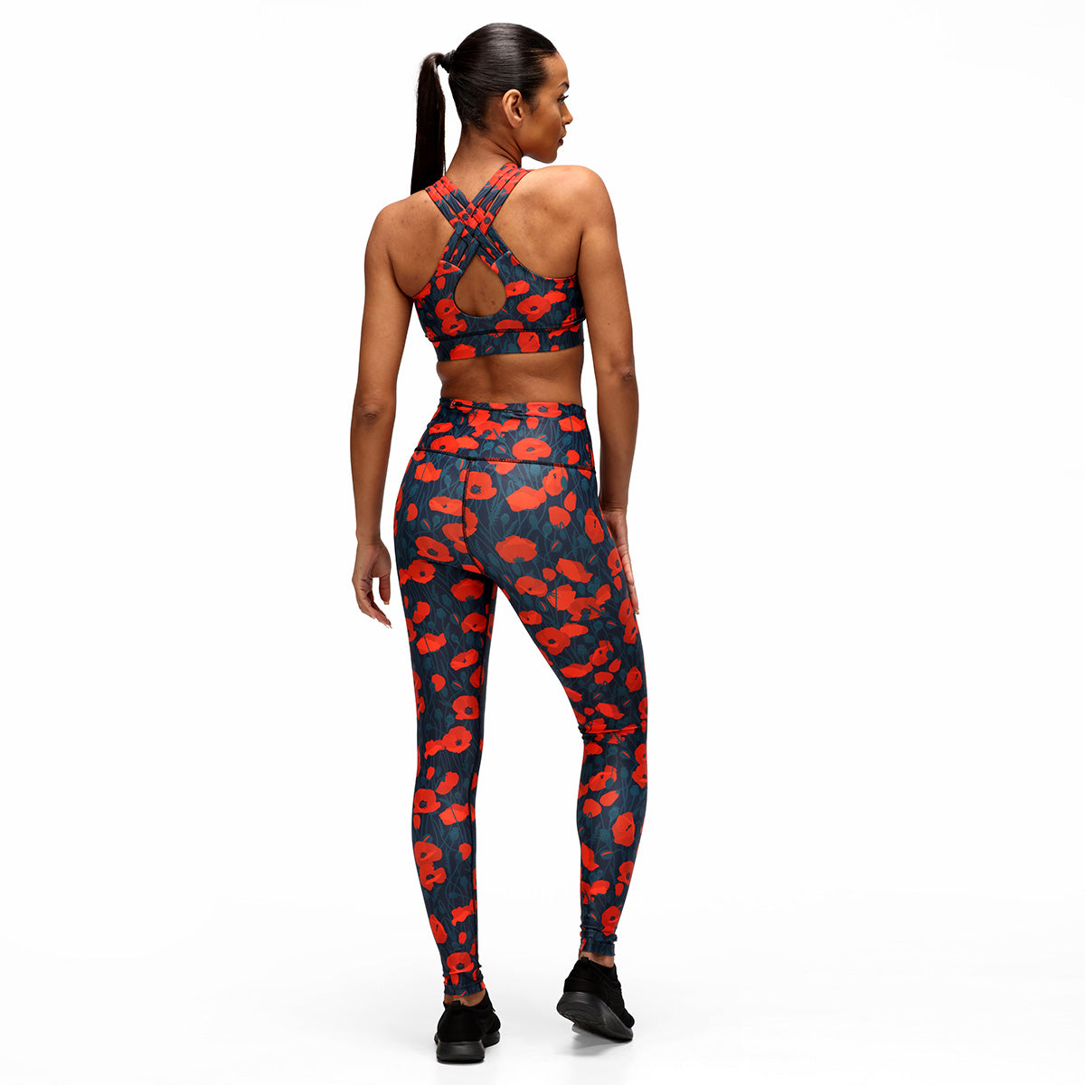 Poppy Field Leggings for Women - High Waisted Yoga Pants with Pockets - Comfortable Workout Leggings for Running, Gym & Lounge Wear