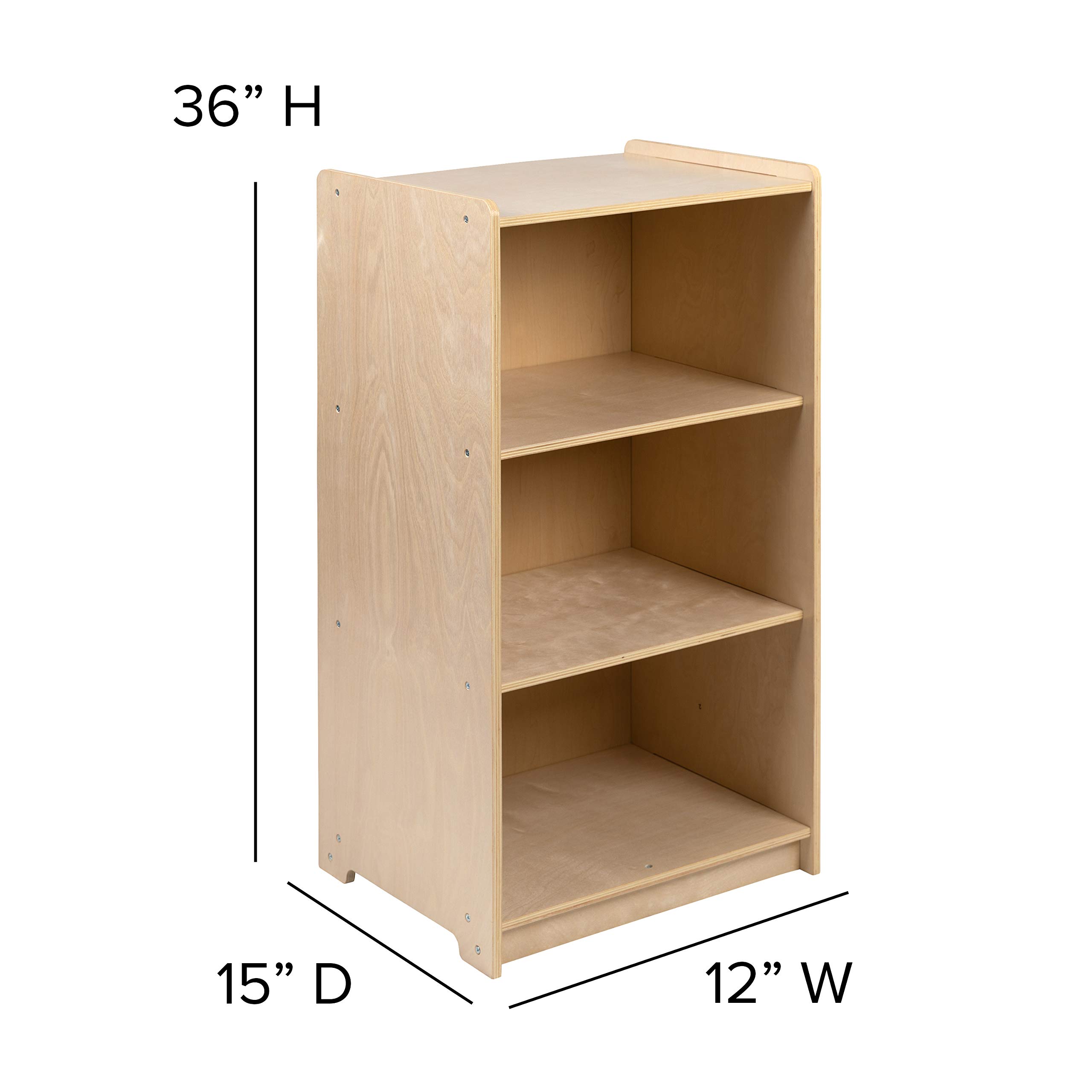 Wooden 3-Section School & Classroom Storage Cabinet - Commercial & Home Use - Safe Kids Furniture - 36 Inch Height Natural Finish - Perfect for Organizing Books, Toys & School Supplies