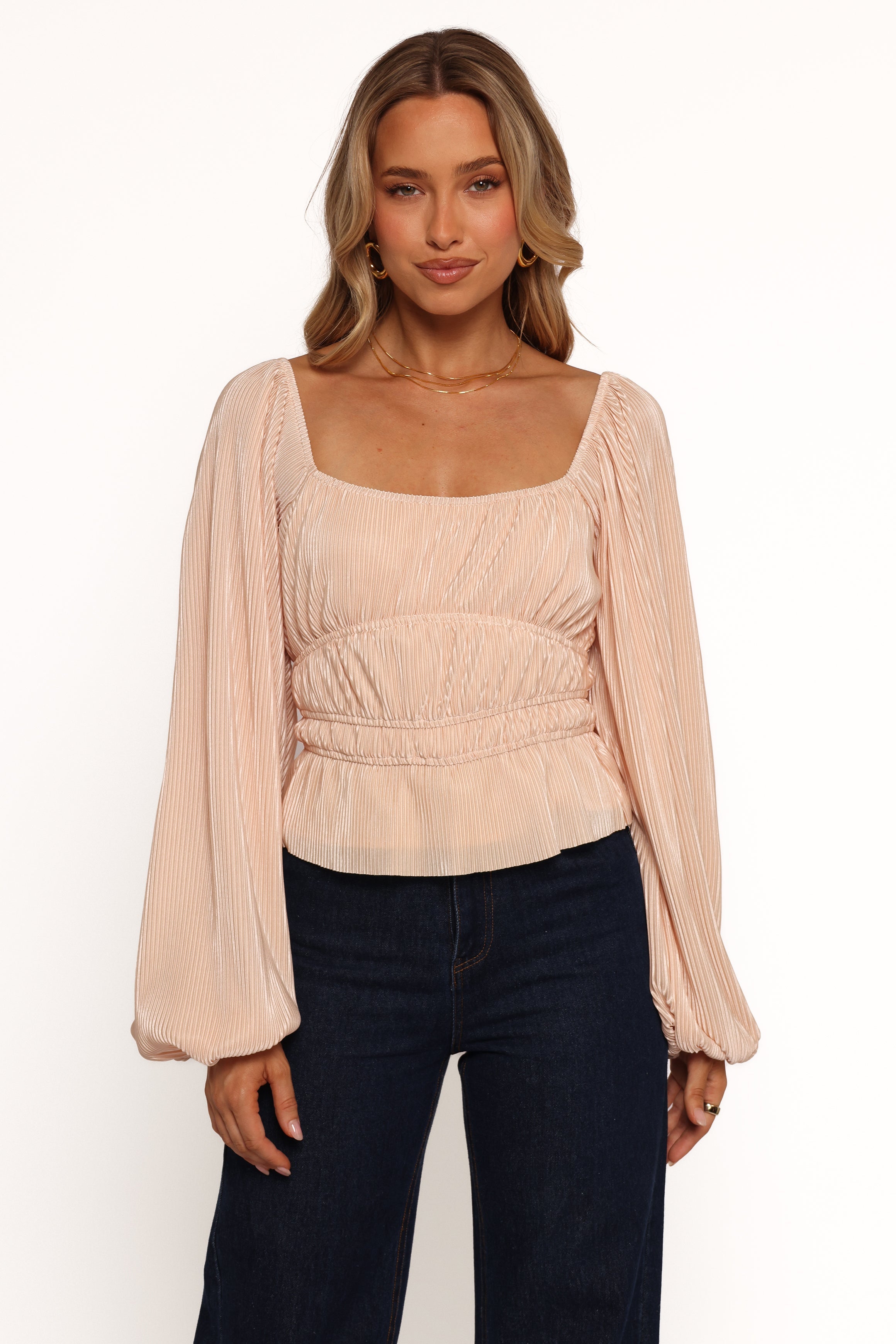 Ceppia Plisse Top - Light Peach Women's Blouse for Casual & Office Wear | Elegant & Comfortable Summer Fashion