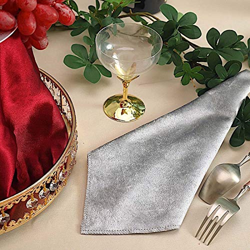 Premium Silver Velvet Napkins 20x20 Inch - 100 Pcs Set for Wedding, Party, Dinner & Home Decor - Luxury Table Linens for Catering, Events & Special Occasions