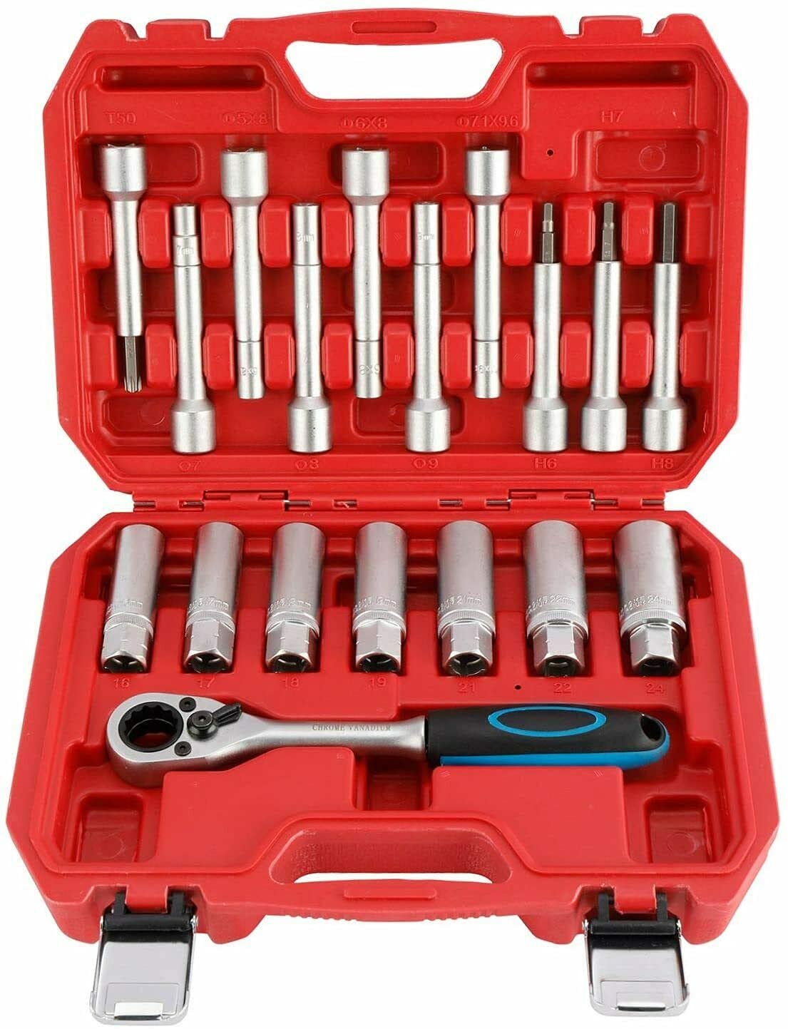 18PCS Steering Hub Suspension Shock Absorber Strut Nut Removal Tool Socket Kit - Professional Auto Repair Tool Set for Car Maintenance & DIY Projects