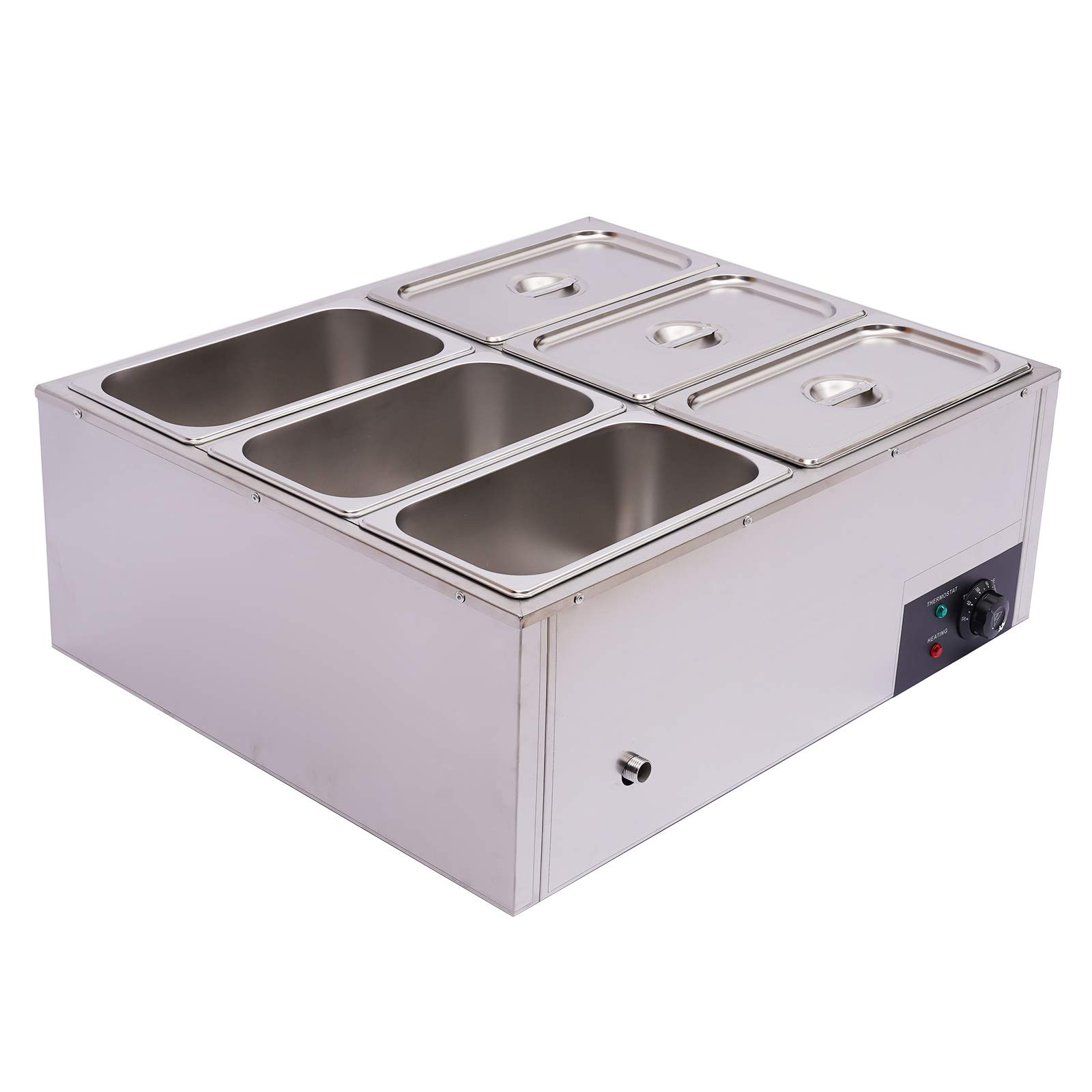 6-Pan Commercial Food Warmer - 110V Buffet Warming Tray with 850W Stainless Steel Countertop Electric Steamer | 30-85℃ Adjustable Temperature | Perfect for Restaurants, Catering, Parties & Buffets | Keep Food Warm for Events, Banquets & Home Entertaining