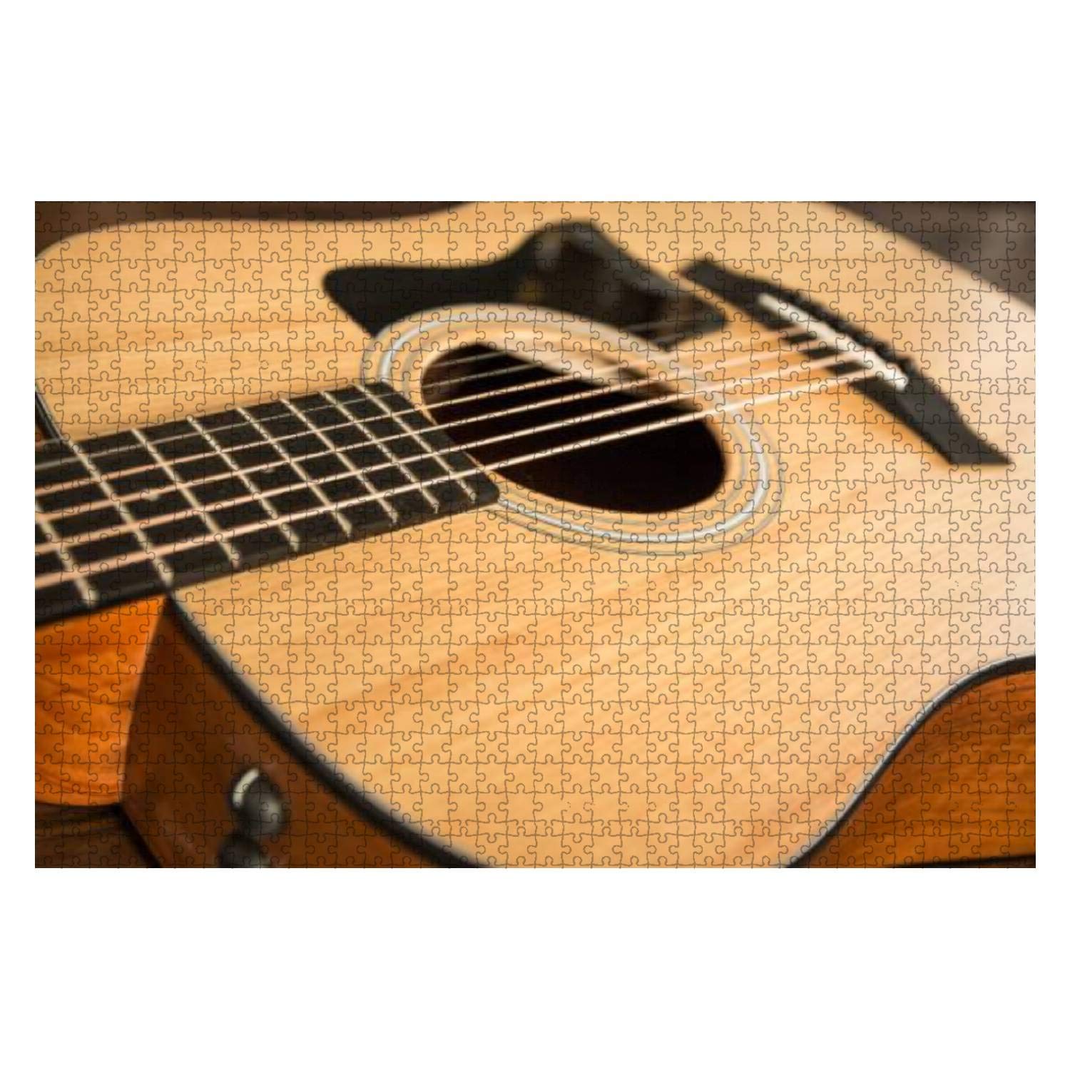 Wooden Jigsaw Puzzle - 1000pcs Acoustic Guitar DIY Puzzle for Adults & Kids - Home Decor & Stress Relief Gift