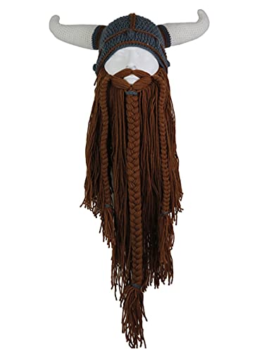 Viking Beard Hat Long Brown