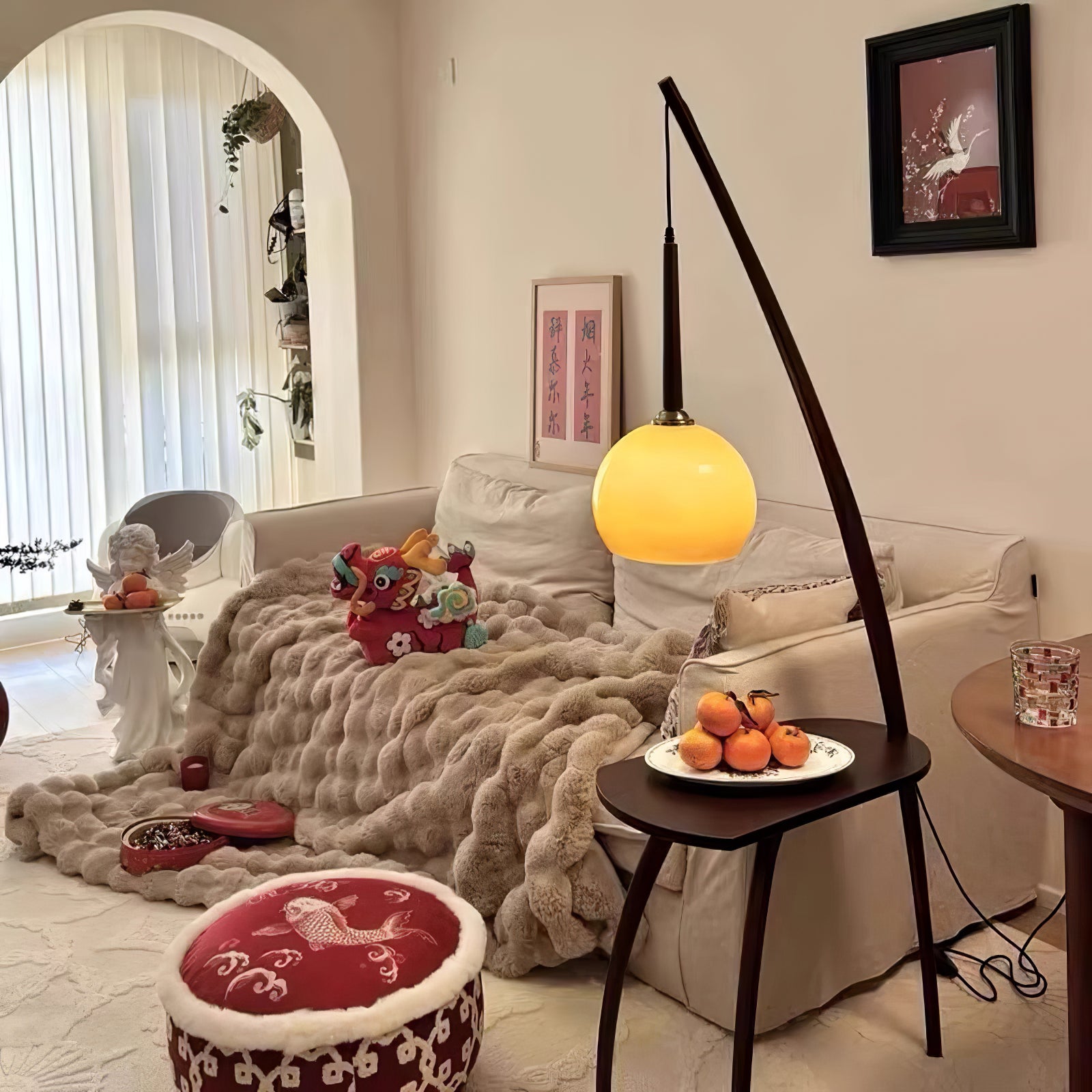 Modern Arc Sphere Floor Lamp - Adjustable LED Standing Light for Living Room, Bedroom & Office - Stylish Ambient Lighting for Home Decor