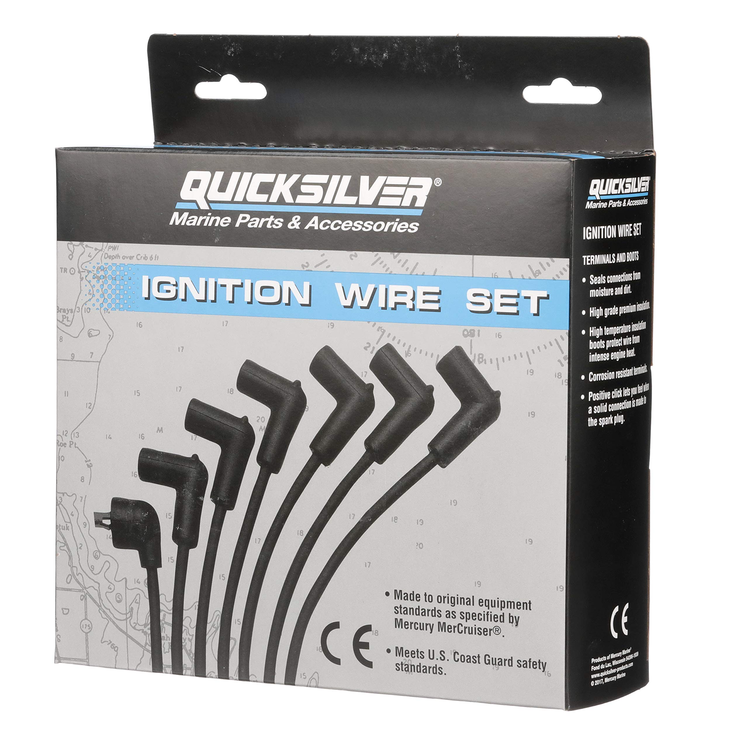 Quicksilver 847701Q17 Blue Wire Spark Plug Wire Kit - High Performance Ignition Wires for Marine & Automotive Engines - Perfect for Boats, Jet Skis, and Classic Cars