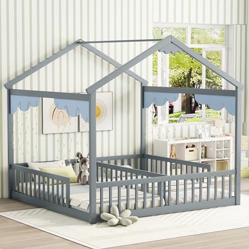 D- Double House Bed- Grey