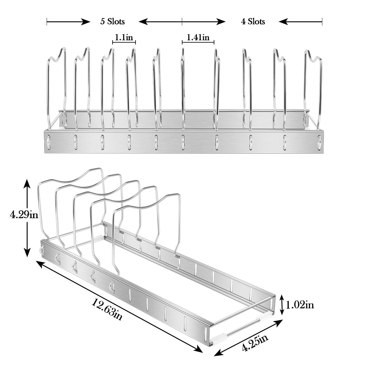 Adjustable and Detachable Kitchen Cabinet Organizer - Pots and Pans Storage Rack for Cutting Boards & Cooking Utensils (1 Pack) - Perfect for Small Space Kitchen Organization and Clutter-Free Cooking