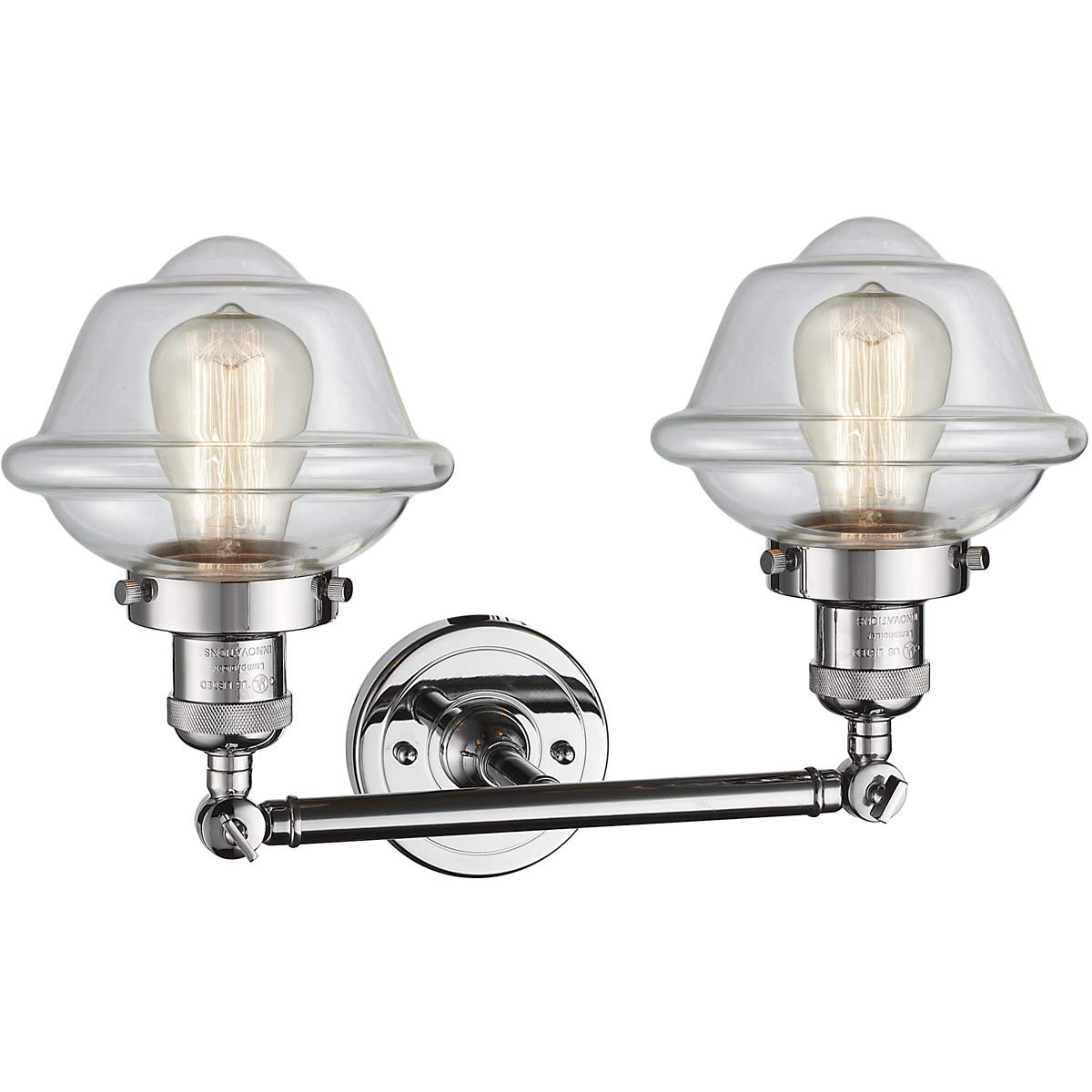 208-PC-G532-LED 2-Light Vintage Dimmable LED Bathroom Vanity Light Fixture in Polished Chrome - Perfect for Bathroom, Powder Room & Dressing Area Lighting