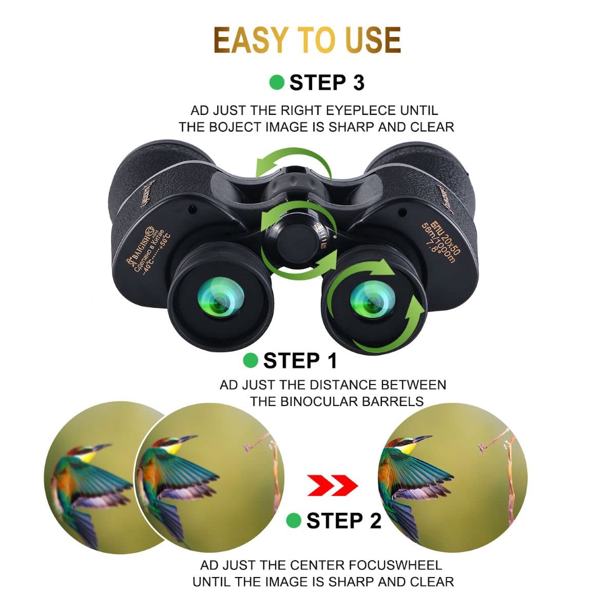 20x50 High Power Binoculars for Adults - Professional BAK4 Prism FMC Lens with Smartphone Adapter - Perfect for Bird Watching, Hunting, Travel, Stargazing, Concerts & Sports Events - Long Distance Viewing for Outdoor Adventures