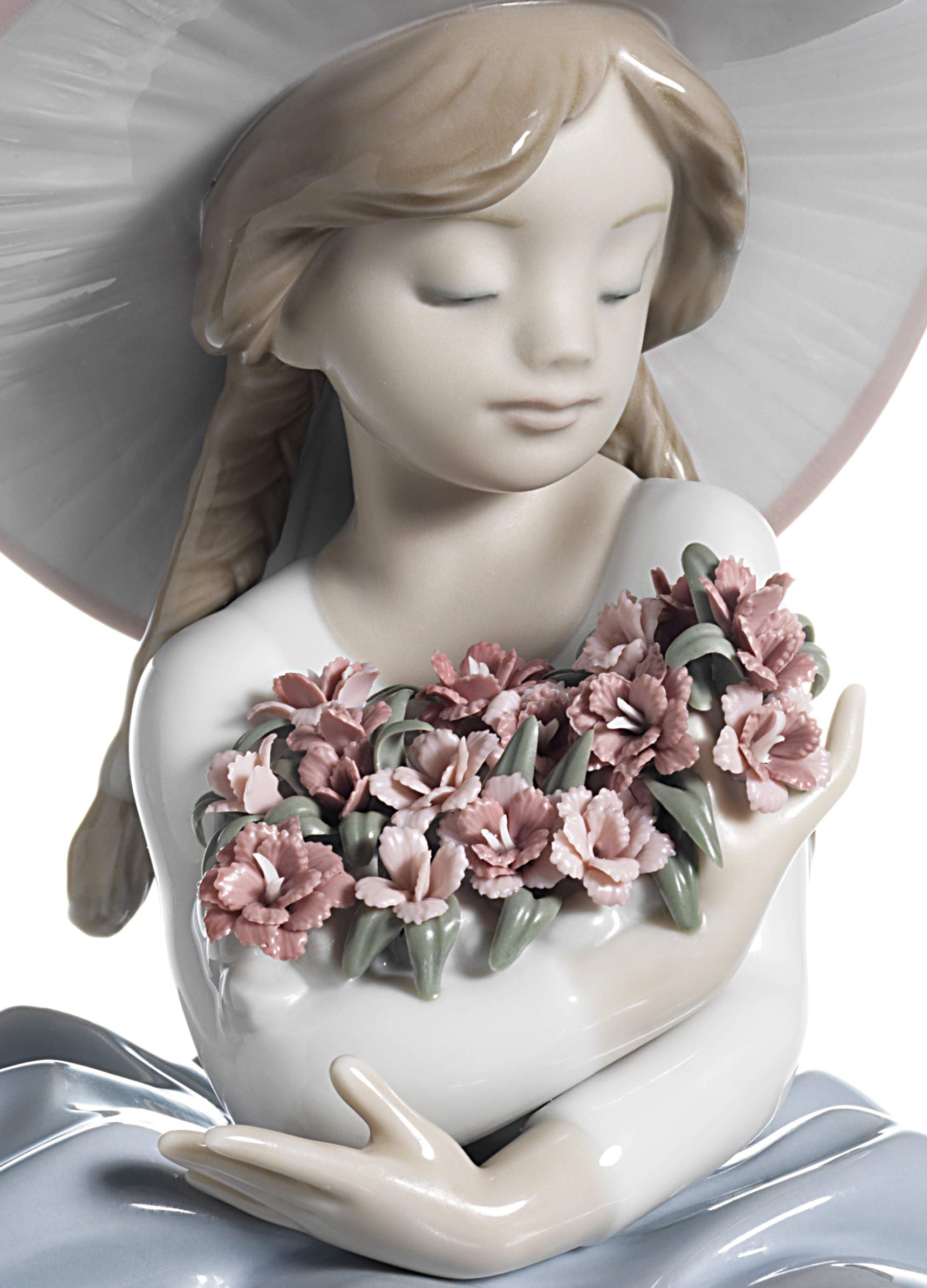 LLADRÓ Fragrant Bouquet Porcelain Girl Figurine - Handcrafted Spanish Collectible with Floral Design | Perfect for Home Decor, Gift Giving & Collector's Display
