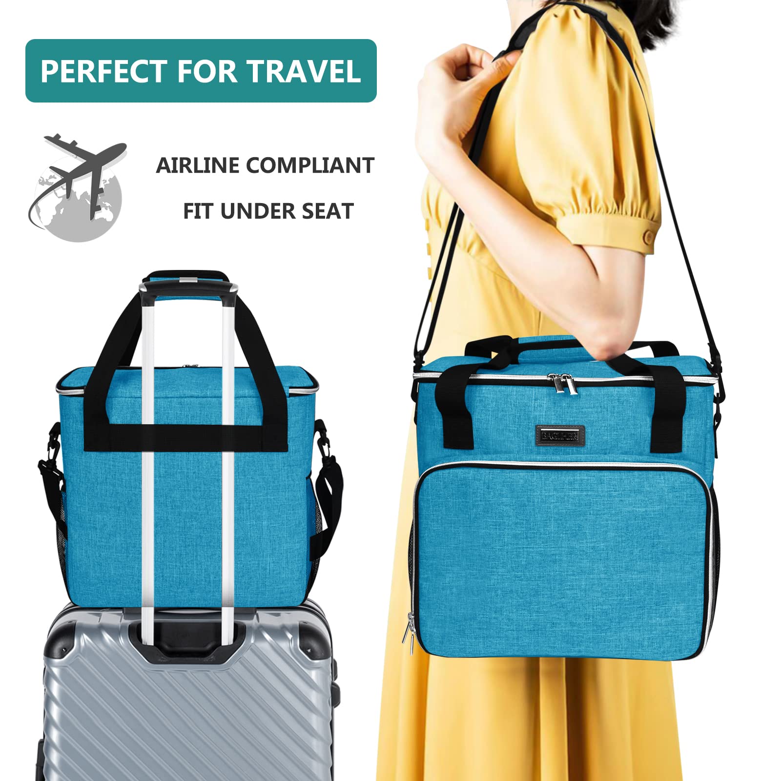 BAGLHER Pet Travel Bag with Bowls & Containers - Sky Blue for Dog Trips
