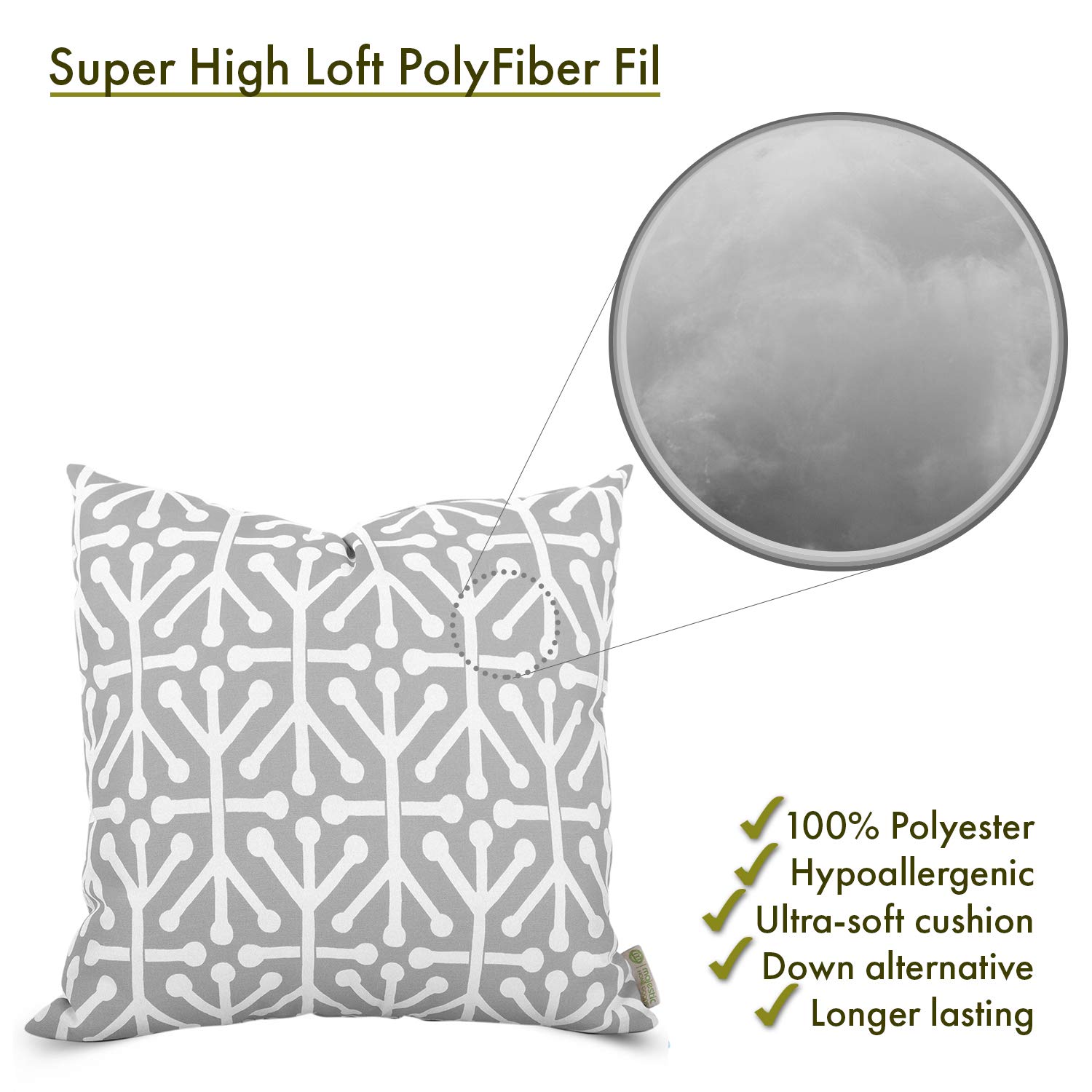 Majestic Home Goods Aruba Pillow - Soft & Comfortable Decorative Throw Pillow for Sofa, Bed, Couch - Perfect for Living Room, Bedroom & Home Decor