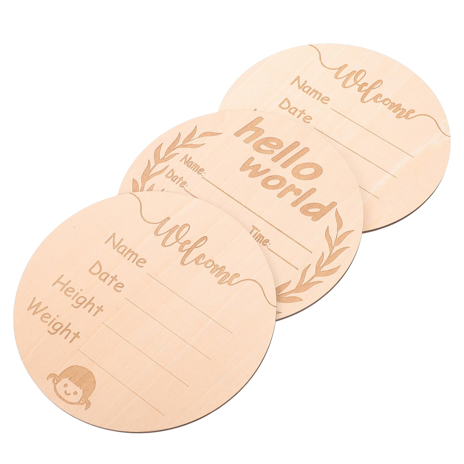 BESTonZON 3-Piece Wooden Baby Milestone Cards Set - Newborn Name Signs & Growth Record Keepsake - Perfect for Baby Showers, First Birthday Gifts, and Monthly Photo Props