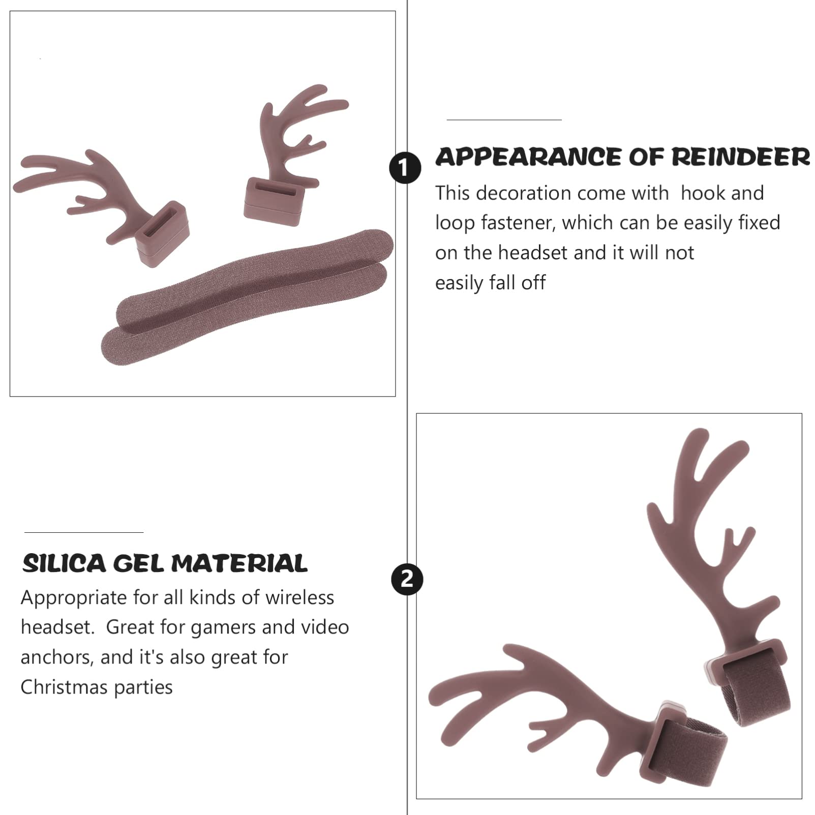 Gatuida 5 Pairs Soft Silicone Christmas Headband Antlers - Cute Reindeer Ear Headphones Accessories for Cosplay, Holiday Decor & Festive Parties - Perfect for Christmas Costumes, Office Celebrations & Family Gatherings