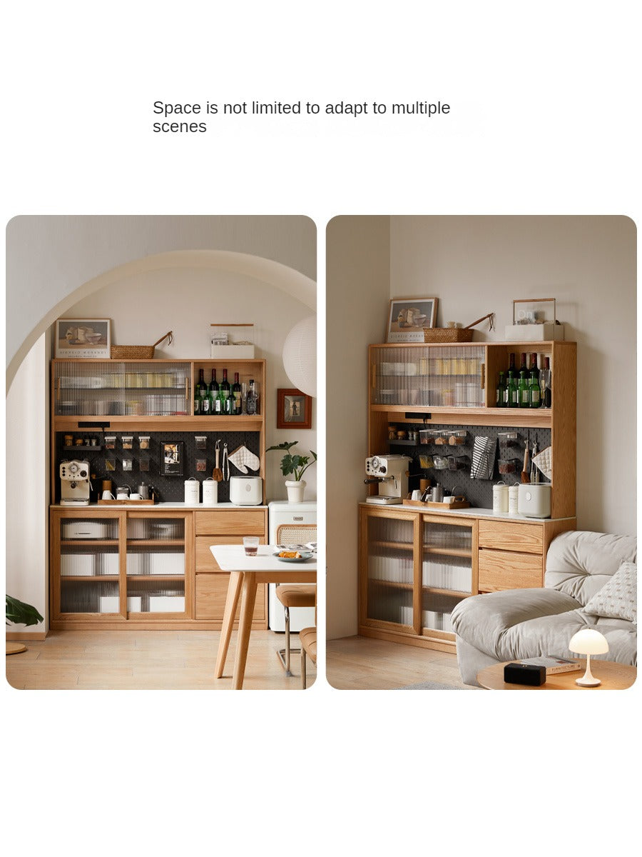 Solid Oak Wood Rock Board - Nordic Style Ultra-Thin Sideboard for Living Room, Bedroom & Dining Room Storage