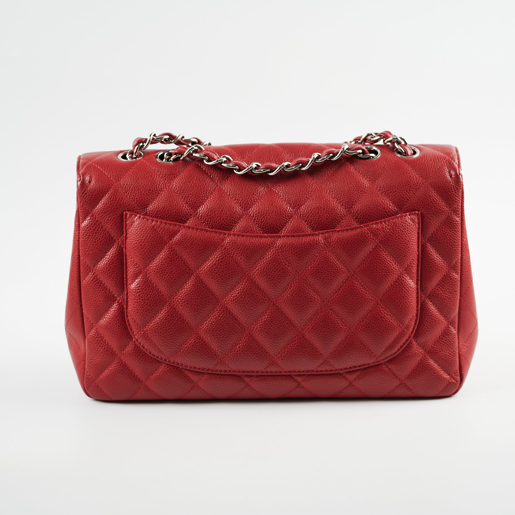 Chanel Caviar Jumbo Single Flap Bag in Red - Luxury Designer Handbag for Women, Perfect for Evening Events & Special Occasions