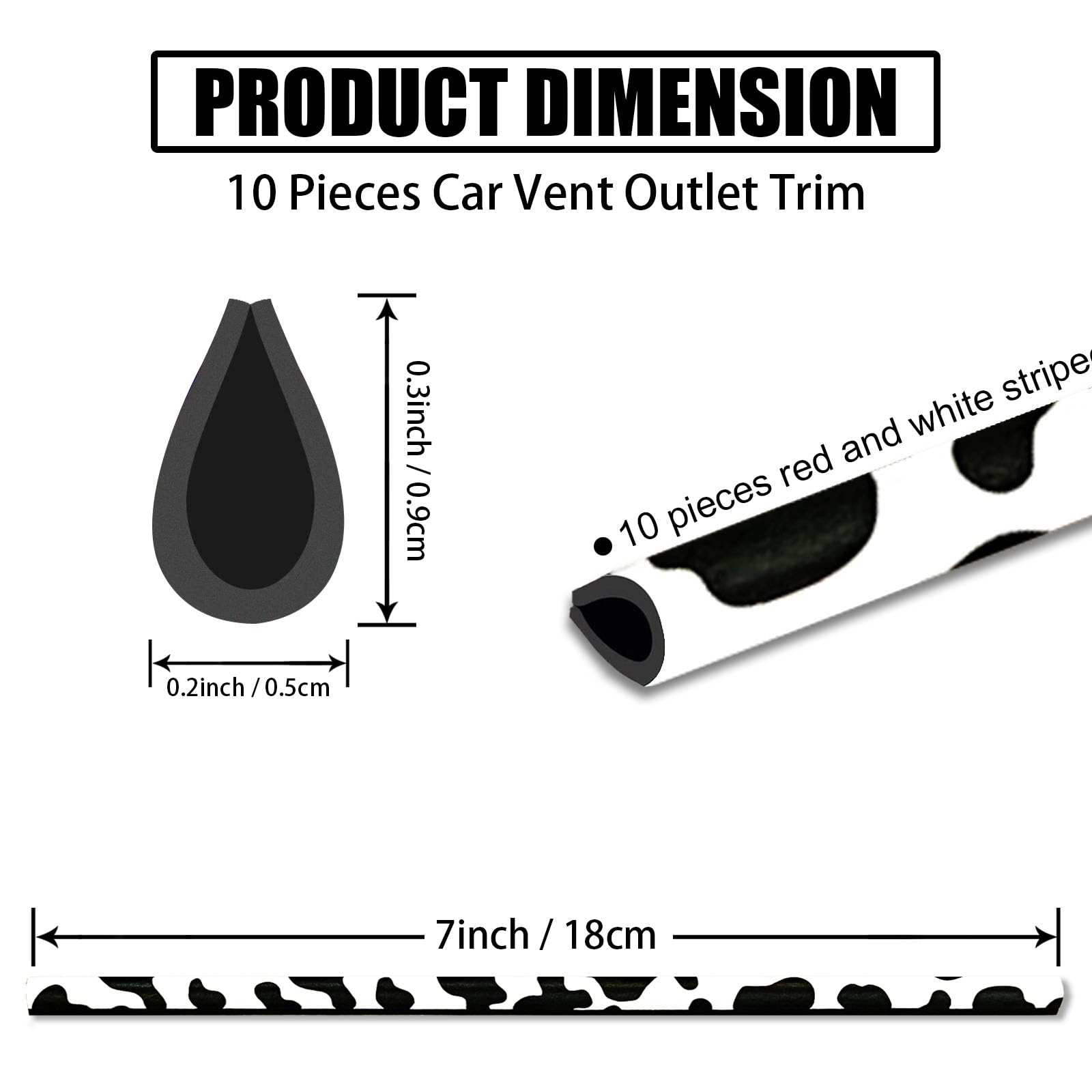 10-Piece Cow Print Car Air Vent Decorative Strips - Flexible Shiny Auto AC Vent Covers for All Vehicles (Black & White) | Stylish Interior Accessories for Cars, SUVs & Trucks