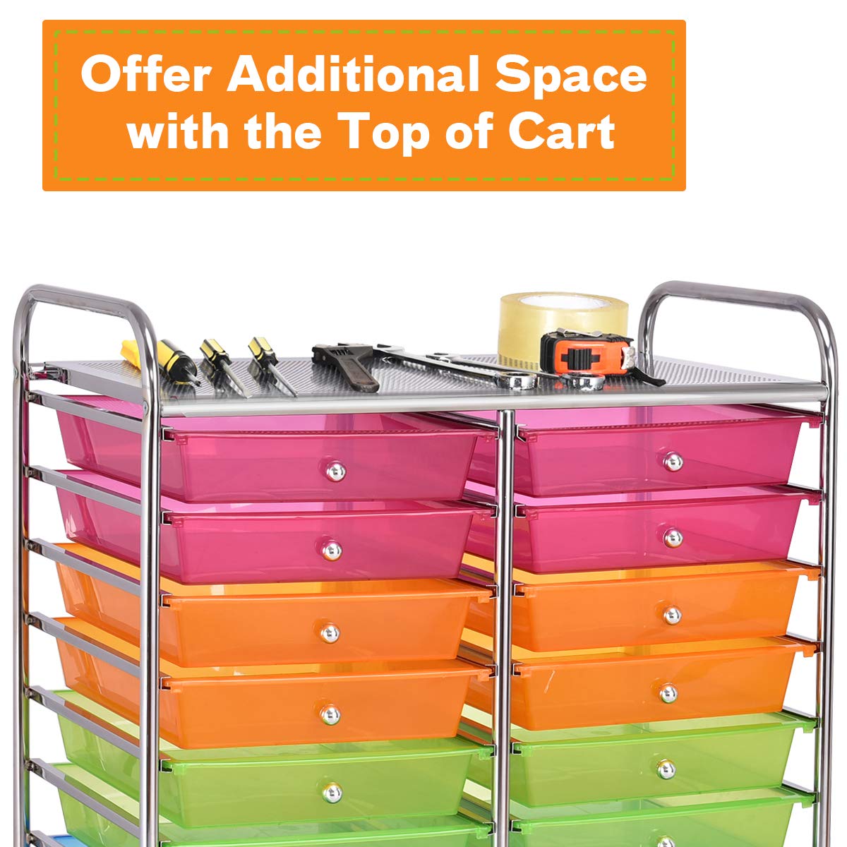20-Drawer Rolling Storage Cart with Universal Wheels - Multipurpose Mobile Utility Organizer for Classroom, Office, School & Home - Perfect for Craft Supplies, Office Stationery & Home Organization