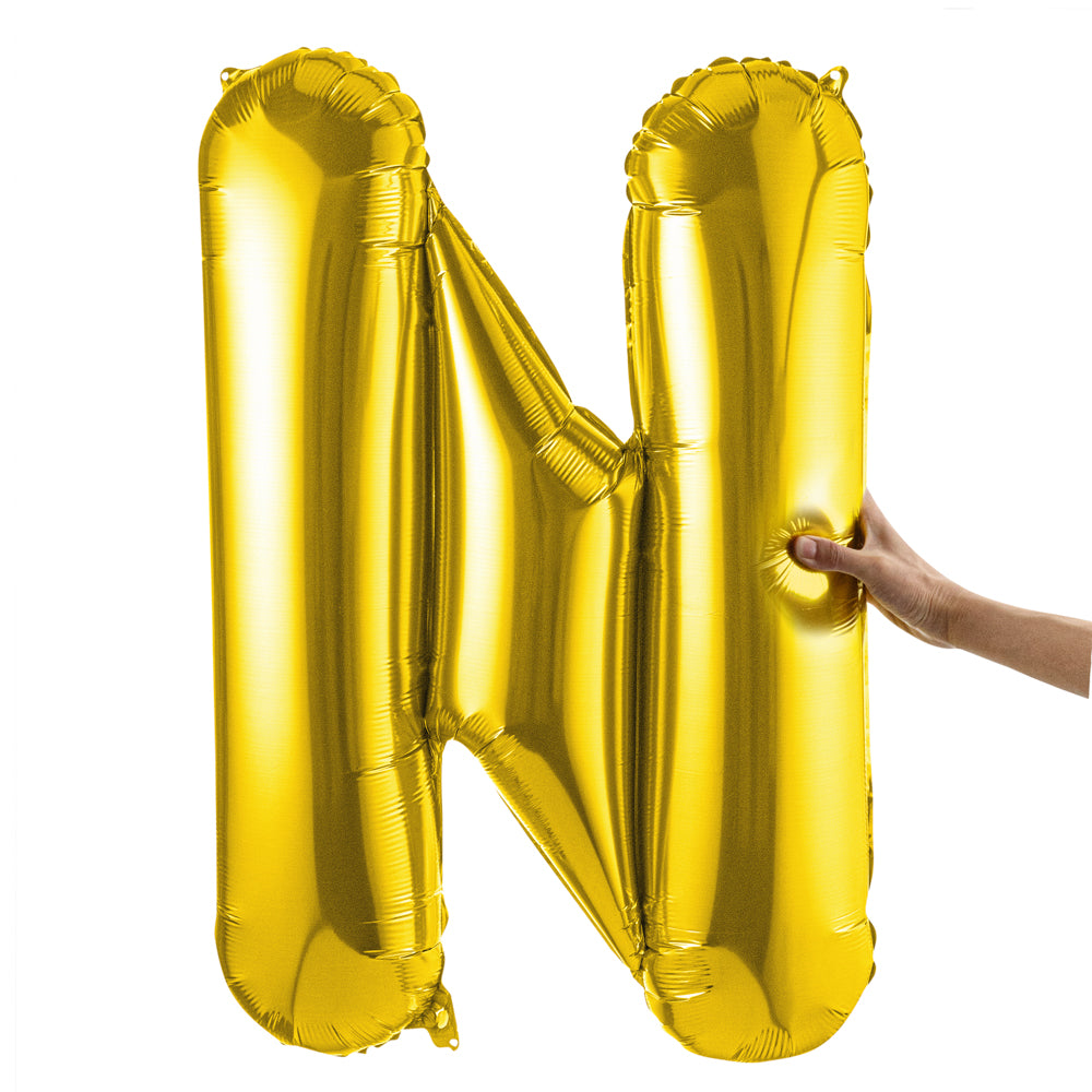 Balloonify Gold Mylar Letter N Balloon - 40 Inch Large Foil Alphabet Balloon for Birthday Party Decorations, Baby Shower, Graduation & Anniversary Celebrations