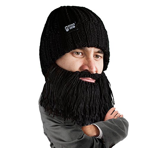Beard Head Barbarian Vagabond Beanie - Original Handmade Knit Hat with Removable Beard for Men | Winter Warm Skull Cap for Outdoor Activities, Cosplay & Gifts