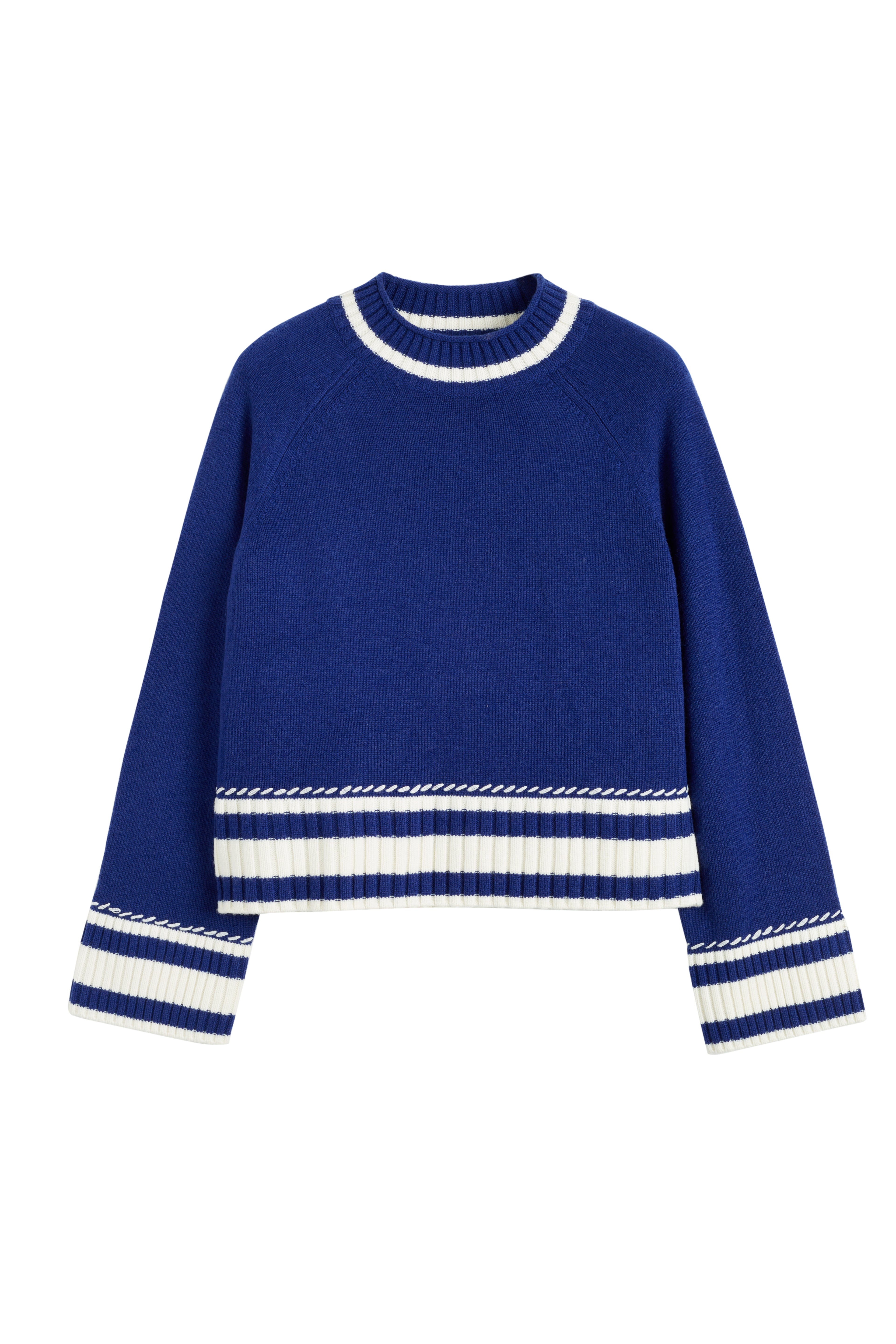 Premium Blue Wool Cashmere Guernsey Sweater for Men & Women - Soft Warm Winter Pullover for Casual & Office Wear