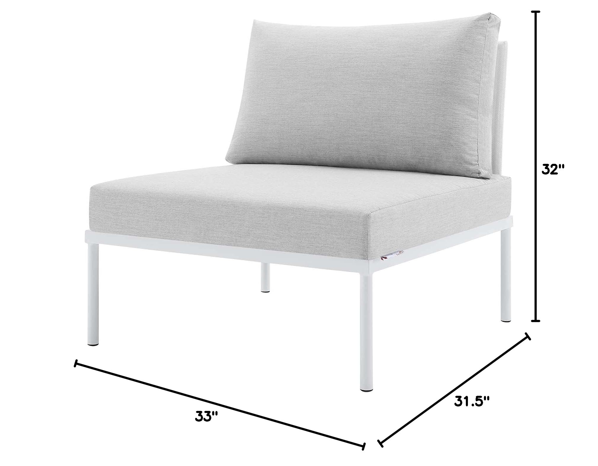 Modern Aluminum Sofa Middle Chair - White Grey Metal Outdoor Patio Furniture for Balcony, Cafe & Garden Relaxation